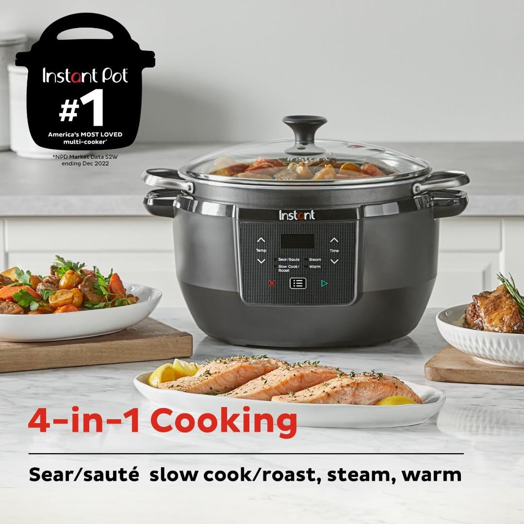 Instant Pot Superior Cooker 7.5Qt Slow Cooker And Multicooker, 4 In 1 Functions, Sears/Saut  , Slow Cooks/Roast, Steams And Warm