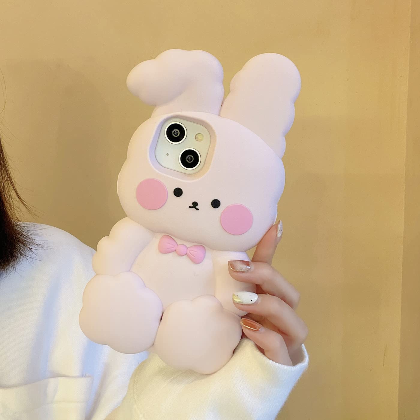 Yakvook Bunny For Iphone 13 Pro Case, Kawaii Phone Cases Cases 3D Silicone Cartoon Cotton Rabbit Case Fun Apply To Iphone 13 Pro