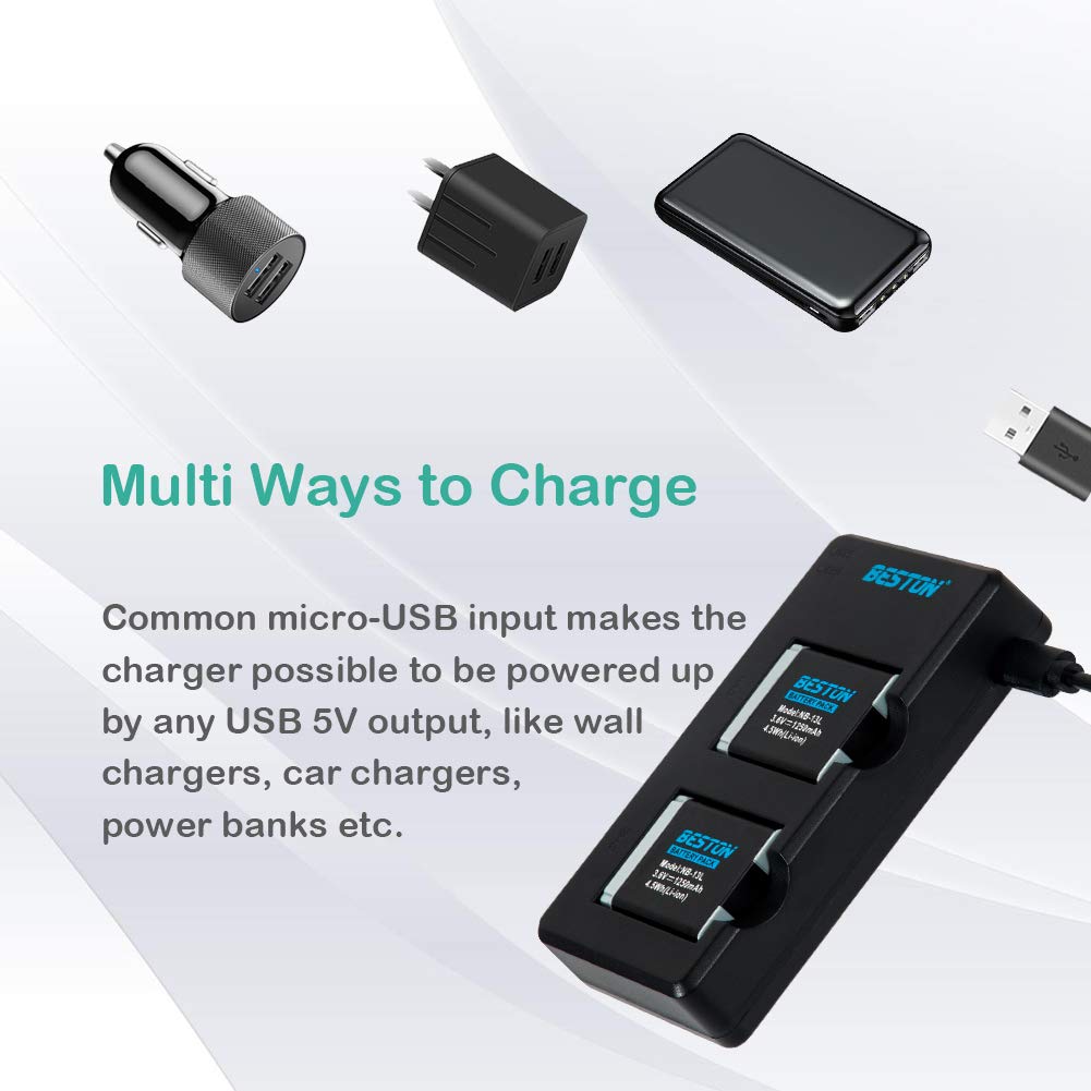 Beston 2 Pack Nb 13L Battery Pack And Rapid Usb Charger For Canon Powershot Sx620 Hs, Sx720 Hs, Sx730 Hs, Sx740 Hs, G1 X Mark Iii, G5 X, G7 X, G7 X Mark Ii, G9 X, G9 X Mark Ii Cameras