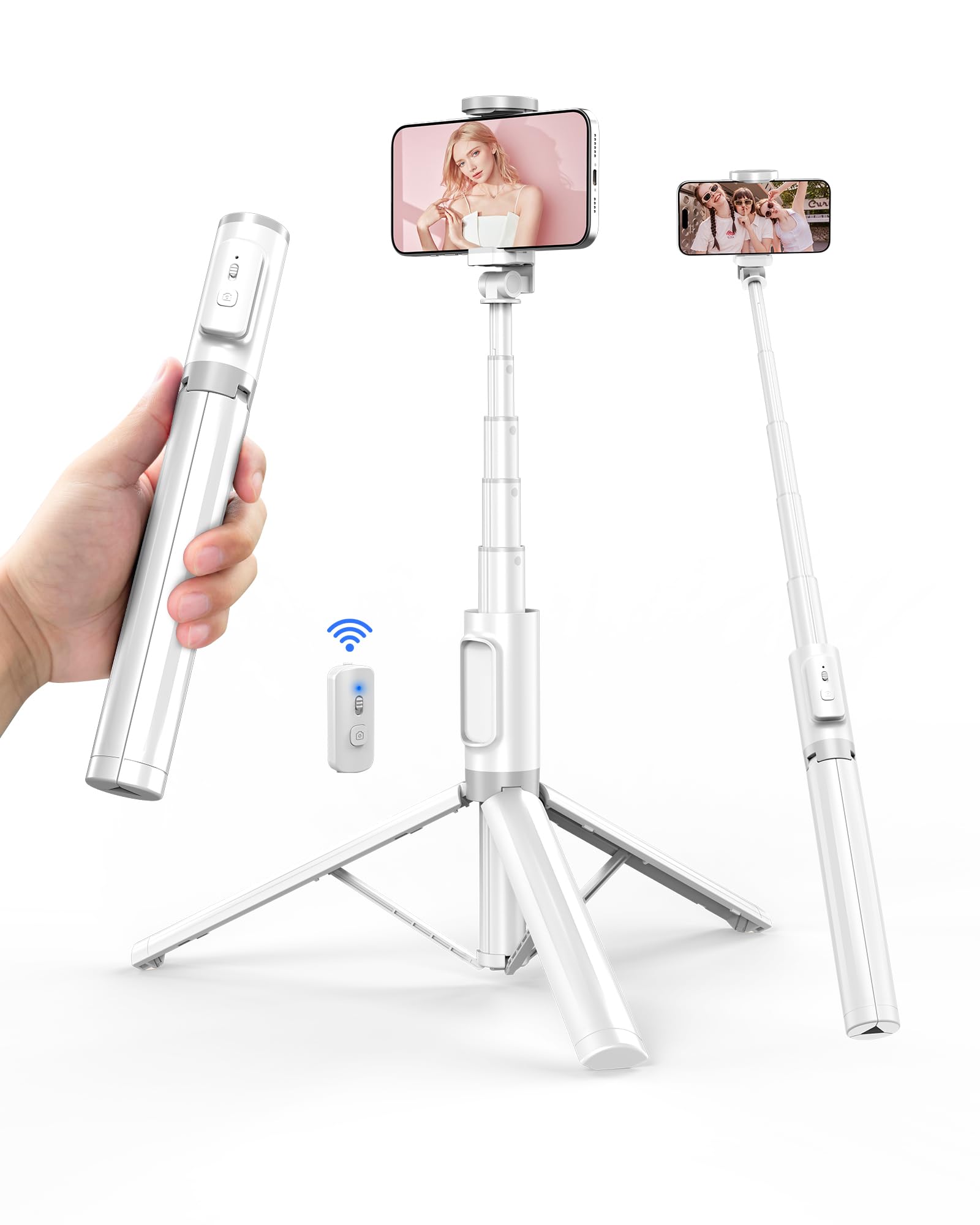 Selfie Stick Tripod - Tripod for iPhone with Remote, Lightweight Phone Stand for Android, Extendable Phone Tripods Stand Compati