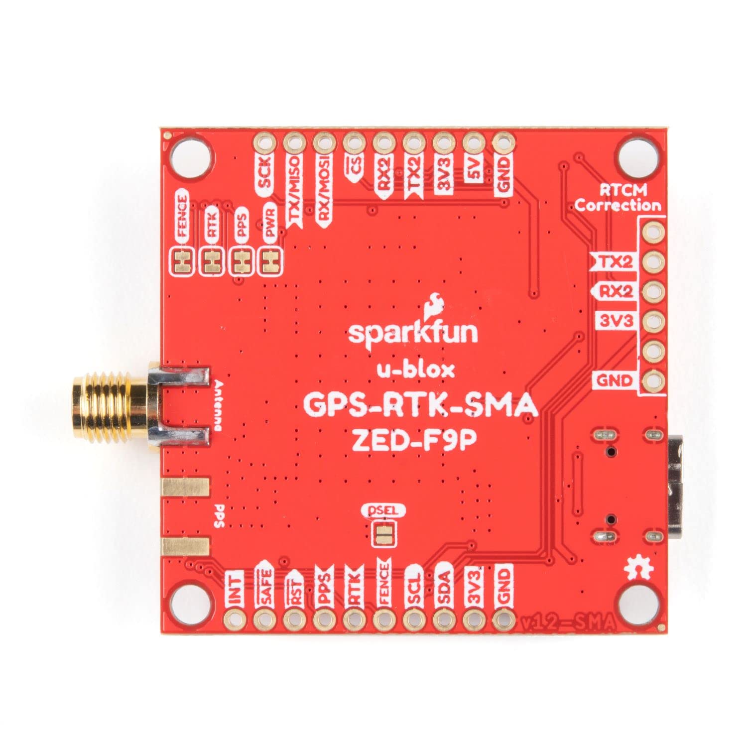 Sparkfun Gps Rtk Sma Breakout Zed F9P (Qwiic) Concurrent Reception Of Gps Glonass Galileo Beidou High Precision Gps 10Mm 3 Dimen