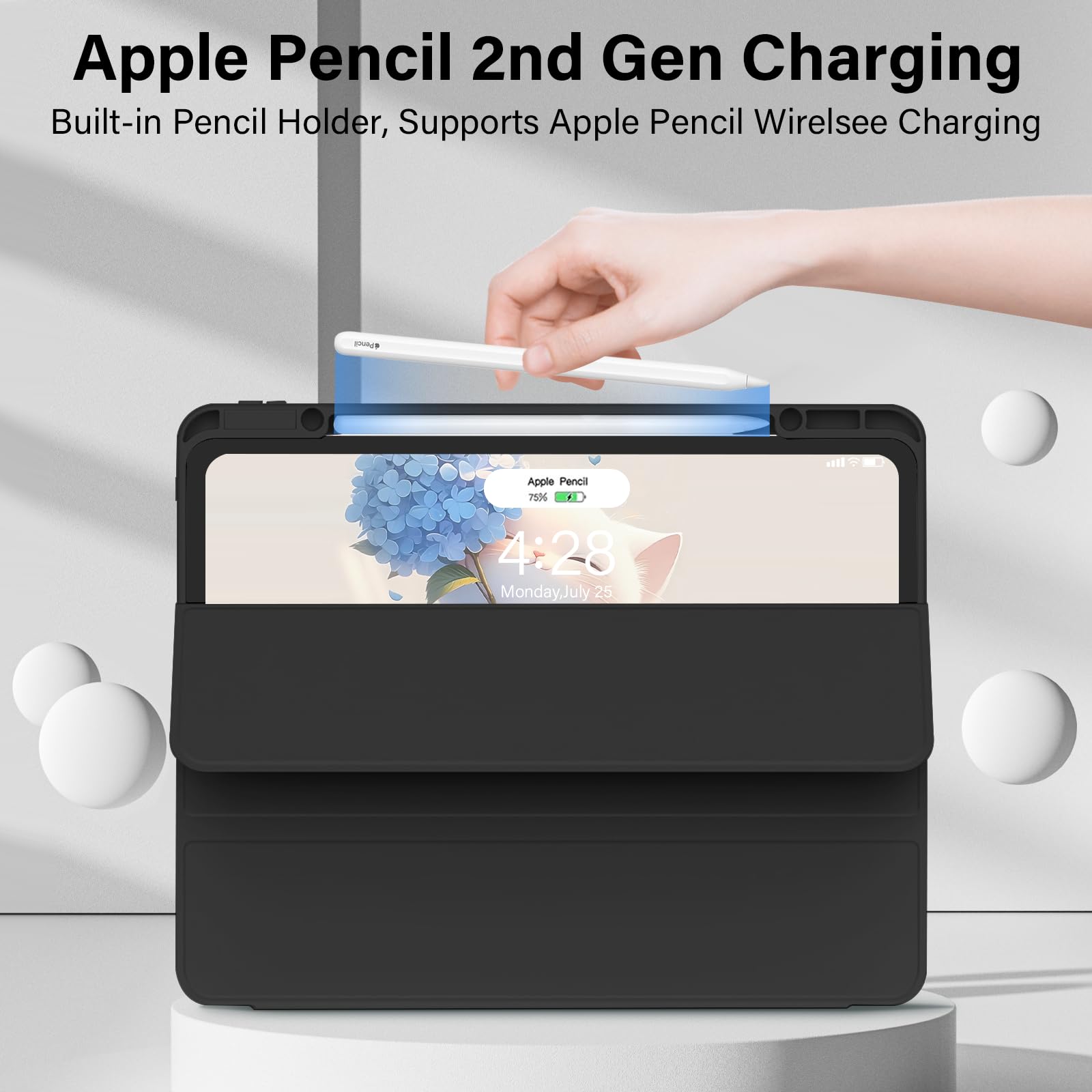 Zoveek Ipad Pro 12.9 Inch Case 6Th/5Th/4Th Generation With Pencil Holder, Magnetic Smart Cover For Ipad Pro 12.9'' 2022/2021/202