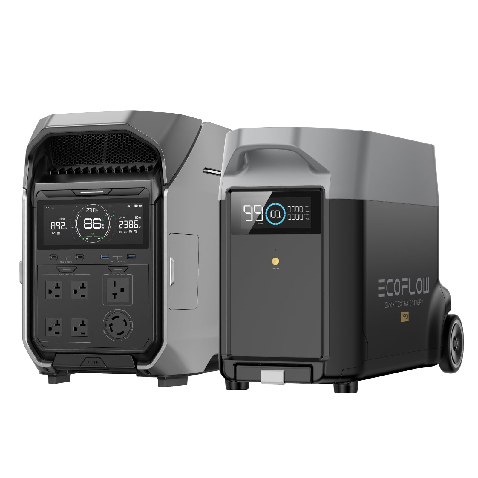 Ef Ecoflow 7600Wh Portable Power Station: Delta Pro 3 With Delta Pro Extra Battery, 120/240V 4000W Ac Output, Solar Generator Fo