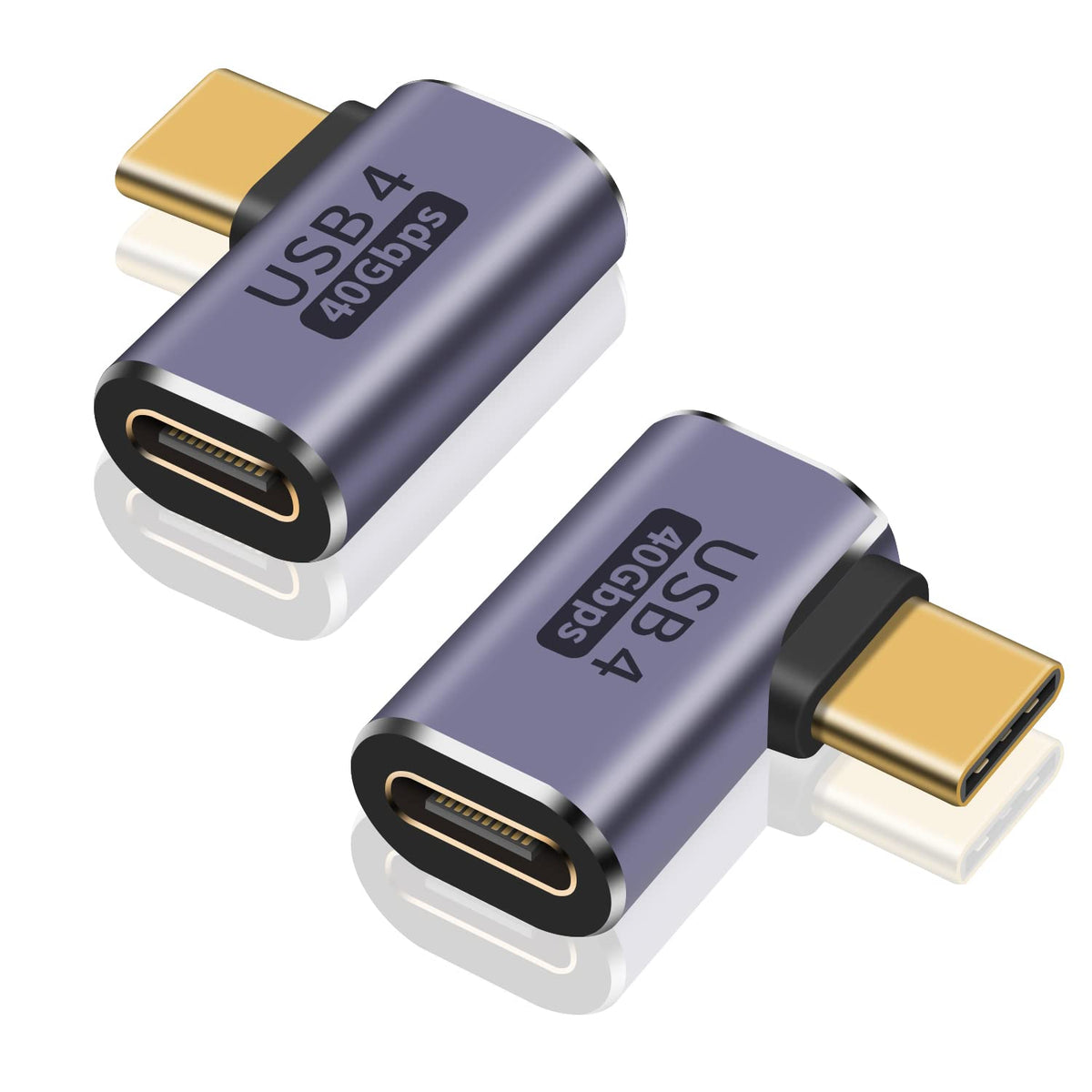 Poyiccot Right Angle Usb C Adapter, 40Gbps Usb C 90 Degree Adapter For Usb 4 Cable, Usb C Extender Adapter Support 8K Video & 100W Charging For Thunderbolt 4, Usb 4, Mobile Phone, Tablet, 2Pack
