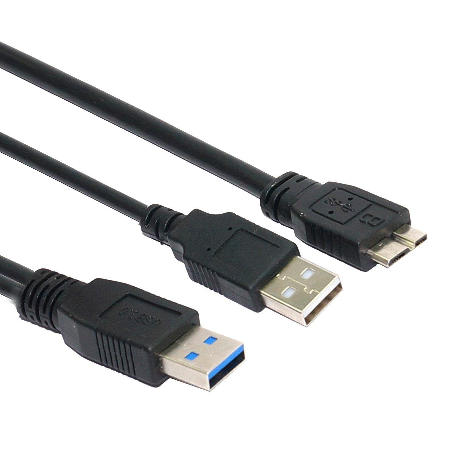 Saitech It 1 Feet Usb 3.0 Dual Power Y Shape 2 X Type A To Micro B High Speed Upto 5 Gbps Data Transfer Cable For External Hard 