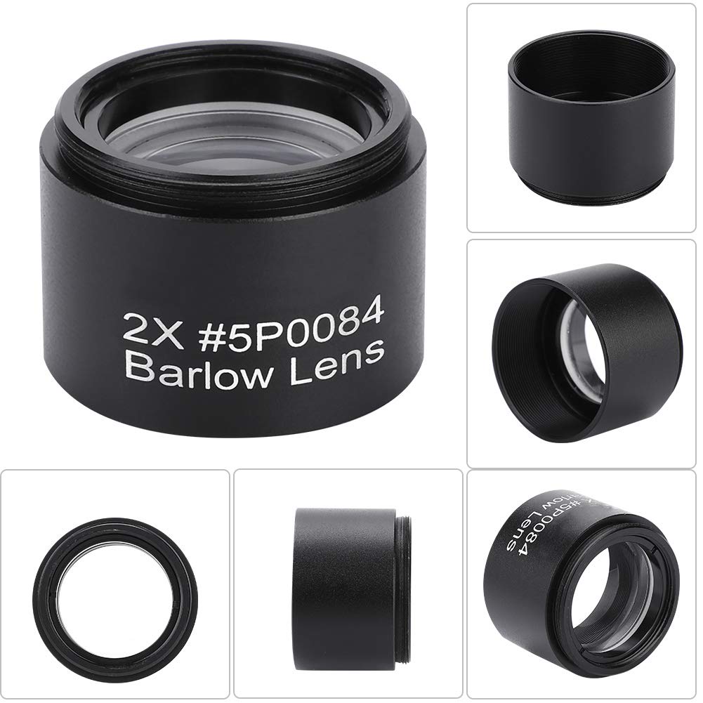 Bewinner 2X Magnification Barlow Lens, Fully Multi-Coated Glass Lens High Light Transmission M28.6 Thread Metal Barlow Lens For 