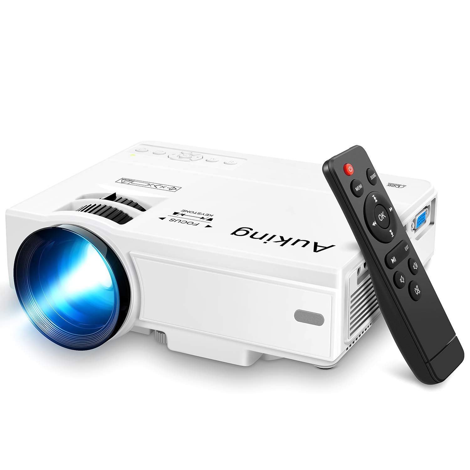 Auking Projector, 2024 Upgraded Mini Projector, Full Hd 1080P Home Theater Video Projector, Compatible With Hdmi/Usb/Av/Smartpho