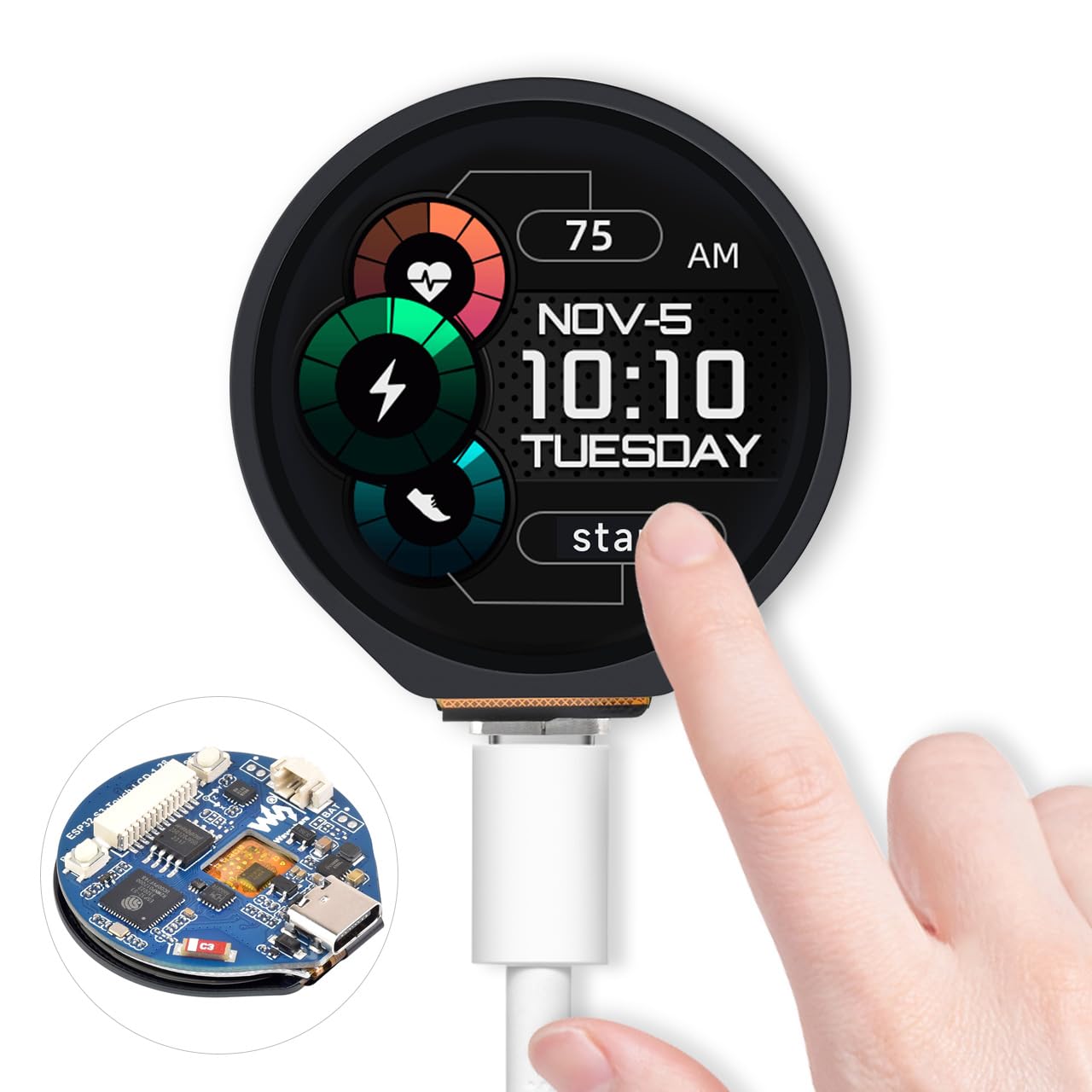 Waveshare Esp32 S3 Development Board, With 1.28Inch Round Touch Lcd, Compact Size, Accelerometer And Gyroscope Sensor