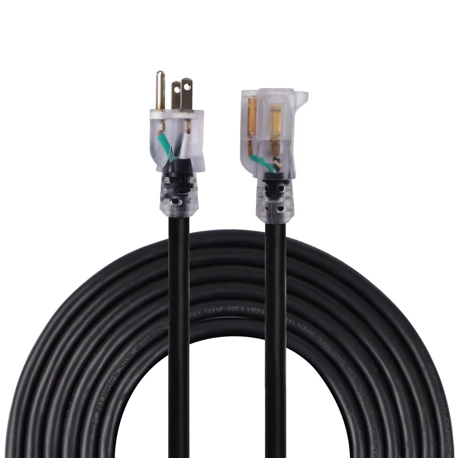 Ultra Explorer Indoor Outdoor Extension Cord Waterproof 25 Ft, 12 Gauge Heavy Duty Black Extension Cord Sjtw, Flexible Cold Resi