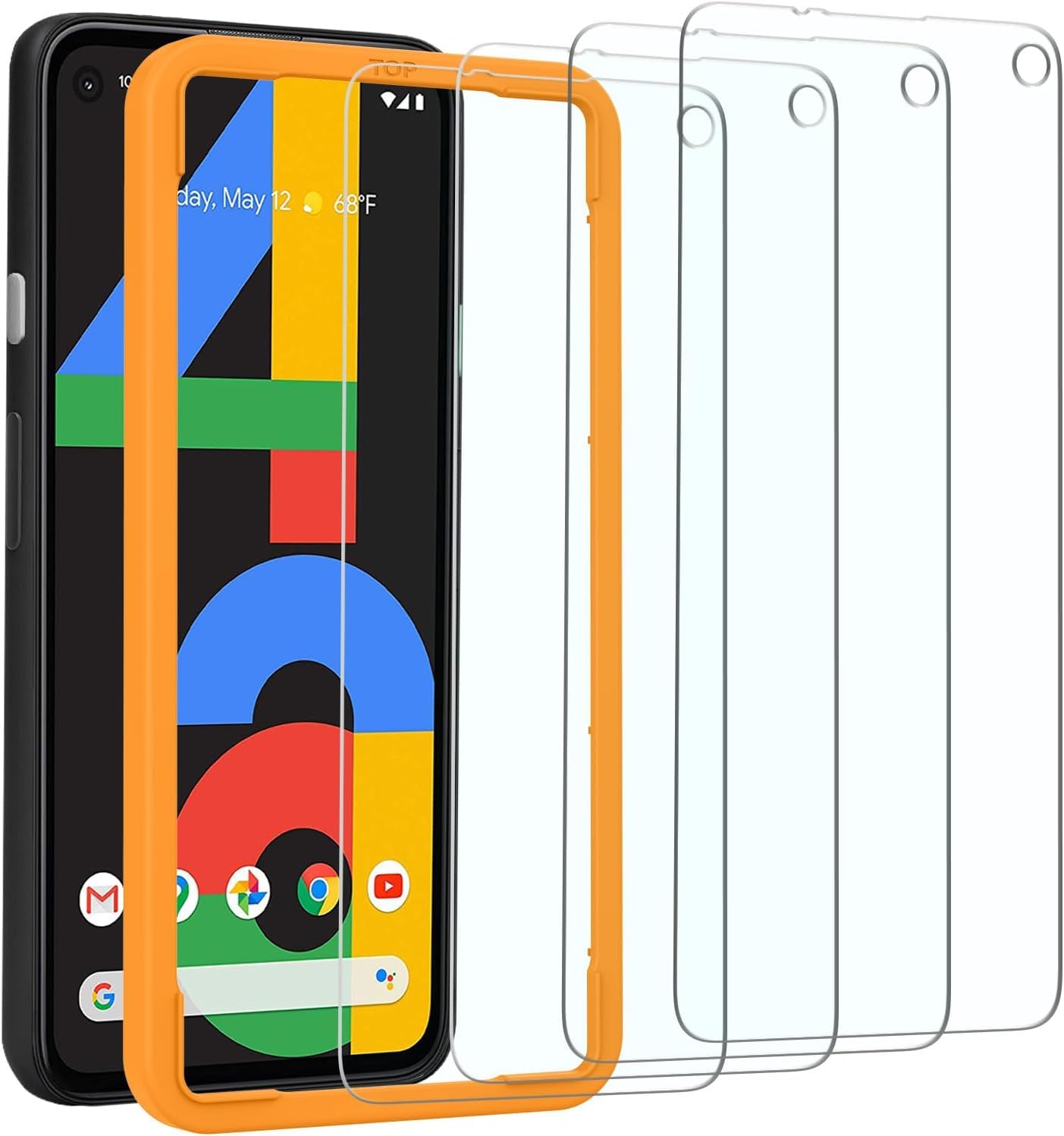 Omoton [4 Pack] Screen Protector For Google Pixel 4A (Not Fit For 4A 5G), Scratch Resistant/Easy Install/Bubble Free/Tempered Gl