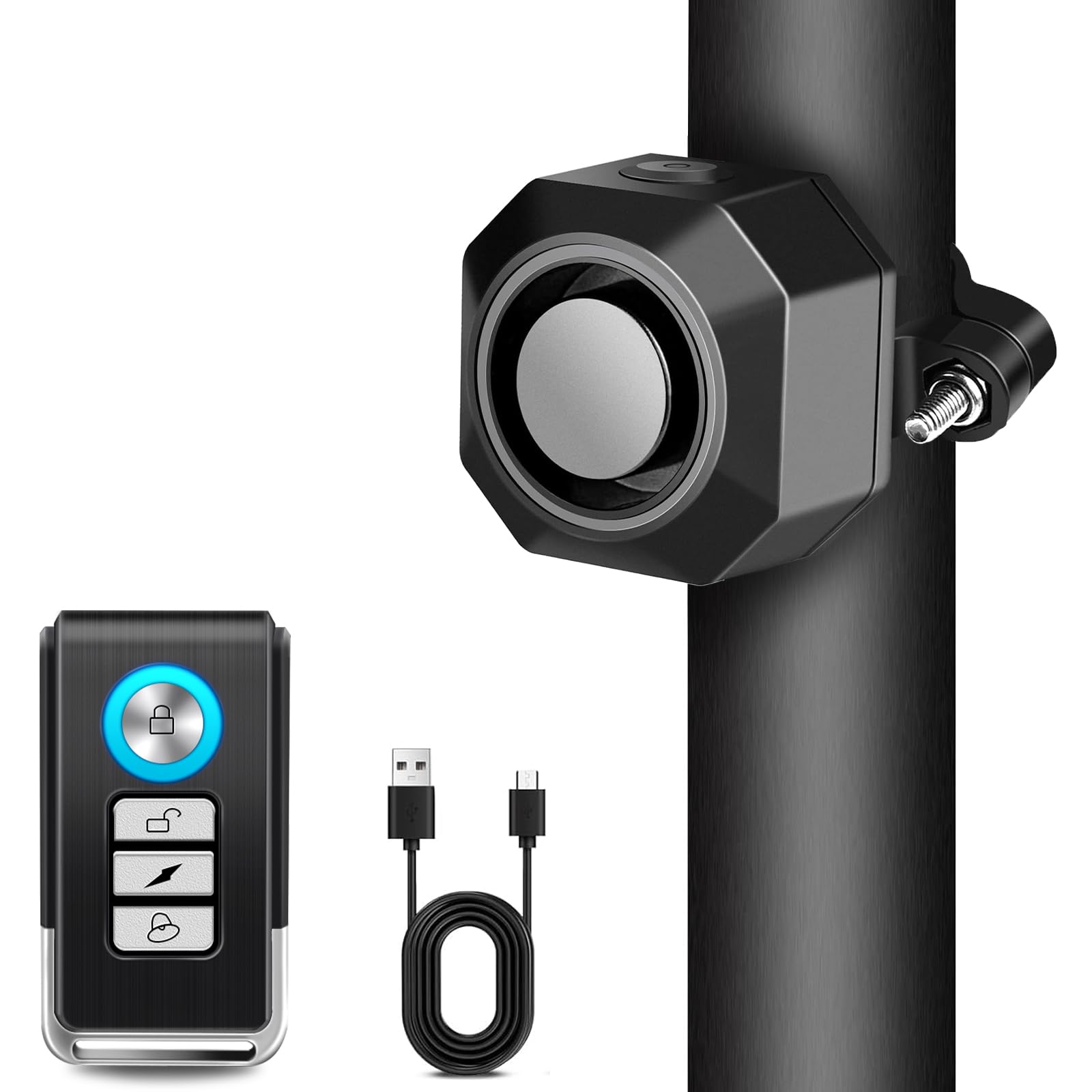 Bike Alarm Usb Rechargeable With Mount, Motorcycle Alarm With Remote Motion,Wireless Bicycle Anti Theft System,Waterproof Vibrat