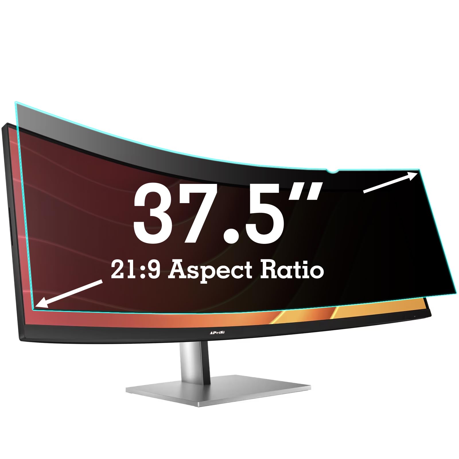 APeiSi 37.5 Inch Privacy Screen Filter for 21:9 Curved Ultrawide Monitor | Removable | Privacy Shield | Anti-Glare | Anti-Blue l