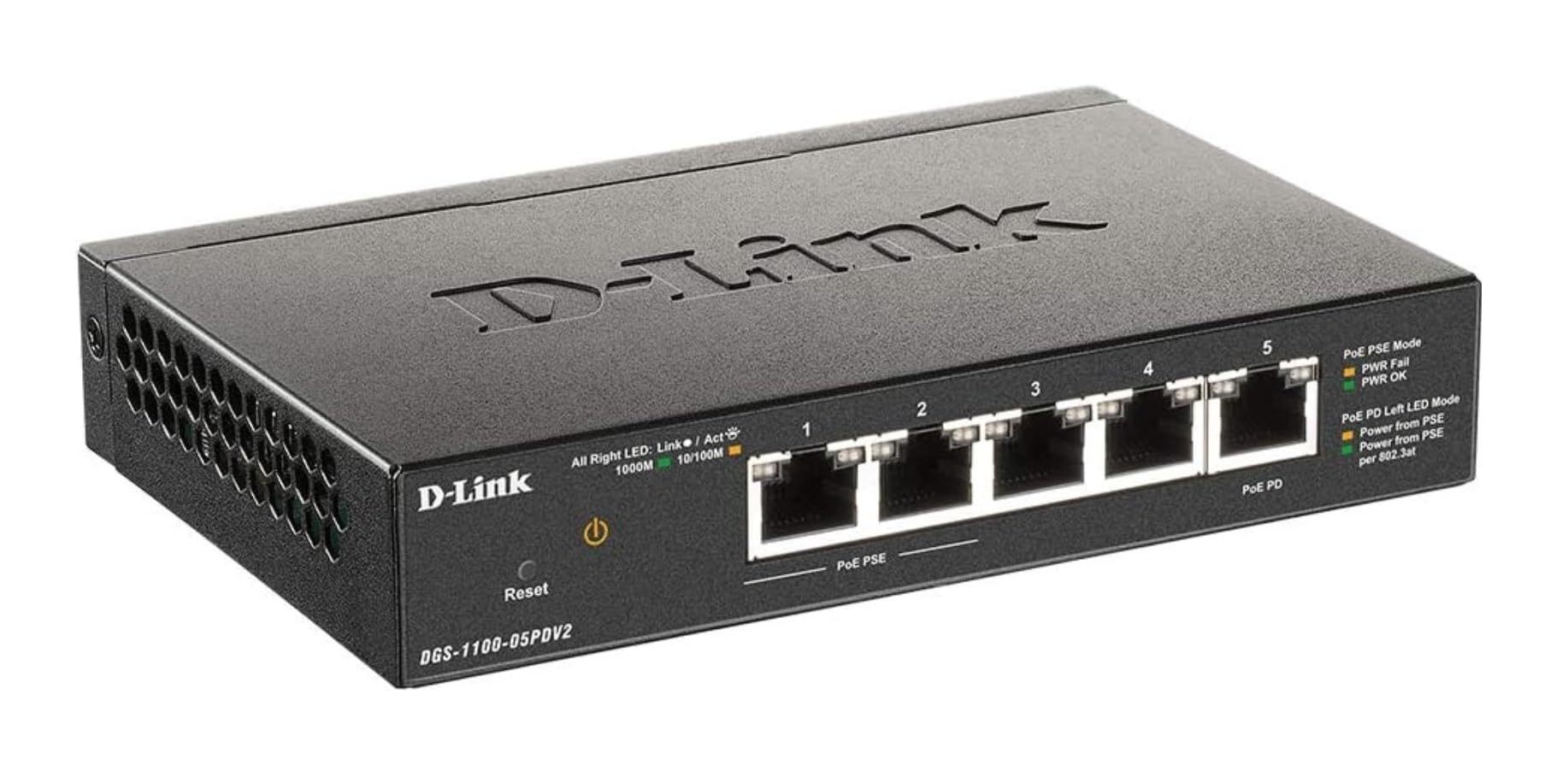D Link Ethernet Poe Switch 5 Port Smart Managed Layer 2 Network Gigabit Wireless Internet Power Over Ethernet (Dgs 1100 05Pdv2)