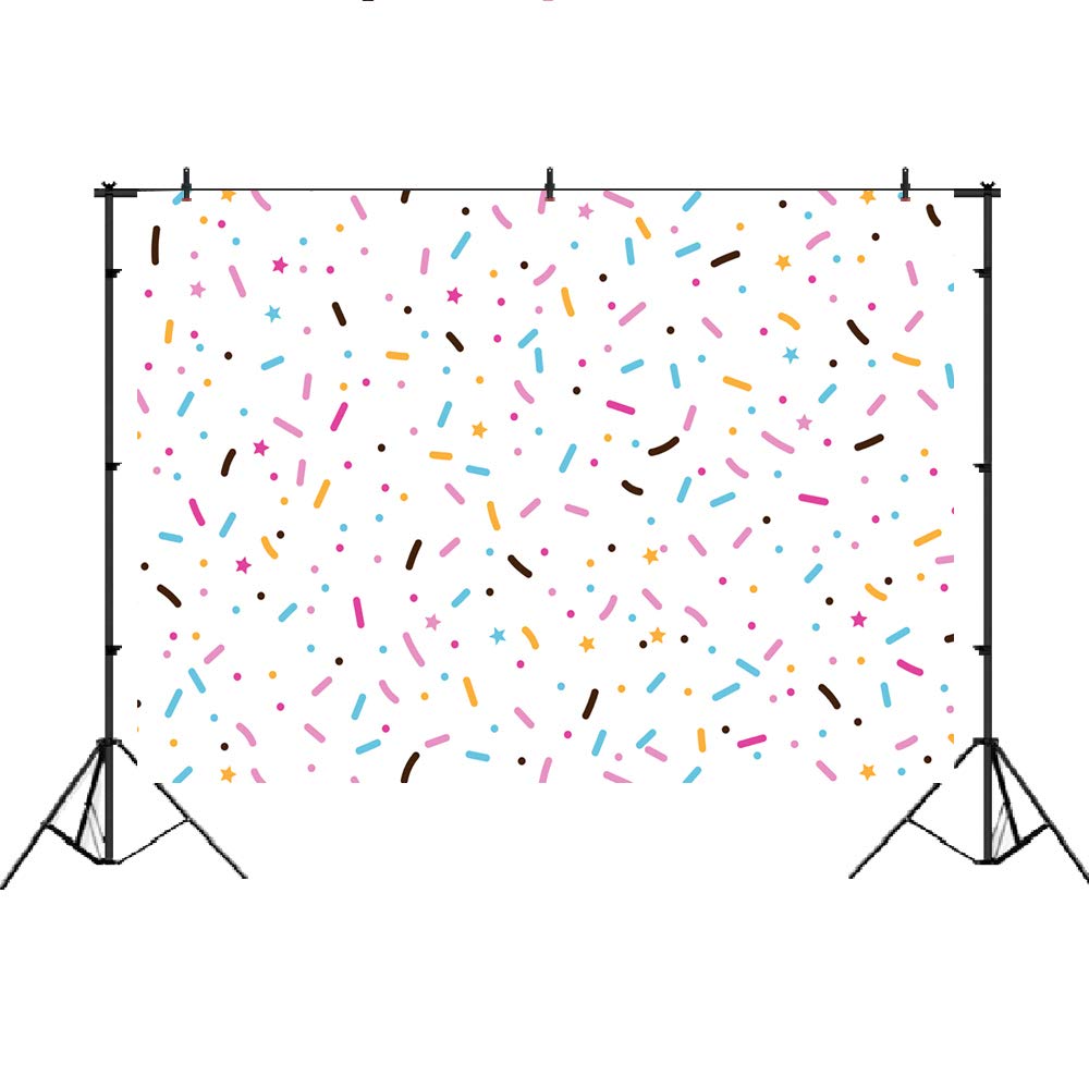 Lofaris Donut Theme Birthday Party Backdrop Donut Grow Up Bright Confetti Background Baby Shower Happy First Birthday Newborn Ba
