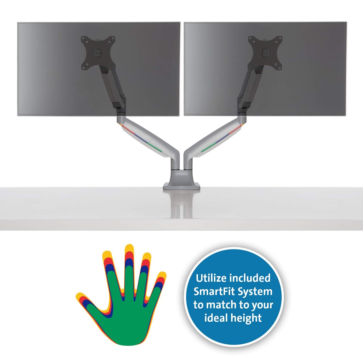 1 Touch Adj Dual Monitor Arm