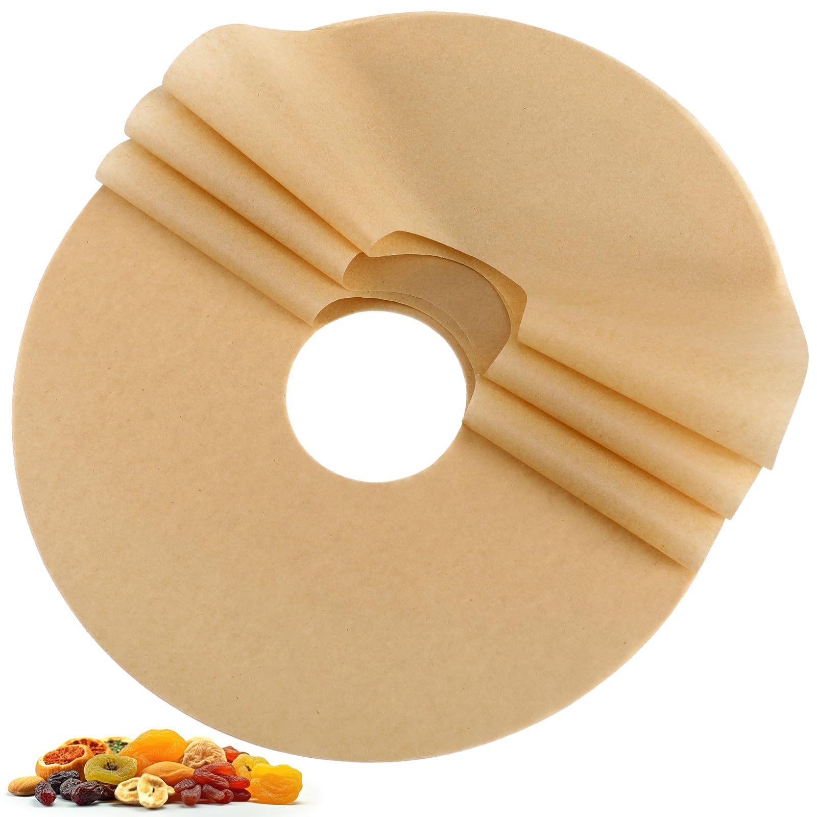 LemonRoad 200 Pcs 12 Inch Round Parchment Paper with Hole Natural Unbleached Parchment Paper Sheets Nonstick Precut Disposable 