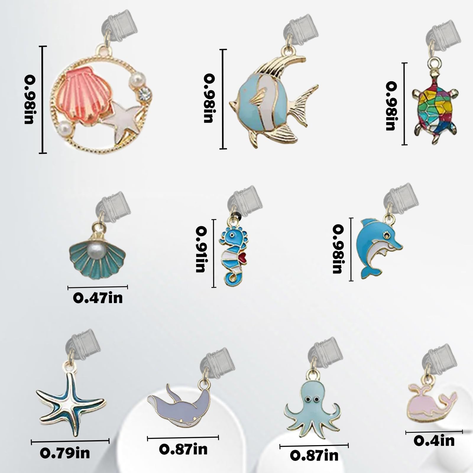 Bolkine 10 Pcs Dust Plug Charm Type C For Kindle, Ocean Style Accessories Compatible With E-Reader And Phone Type C/Usb C Chargi