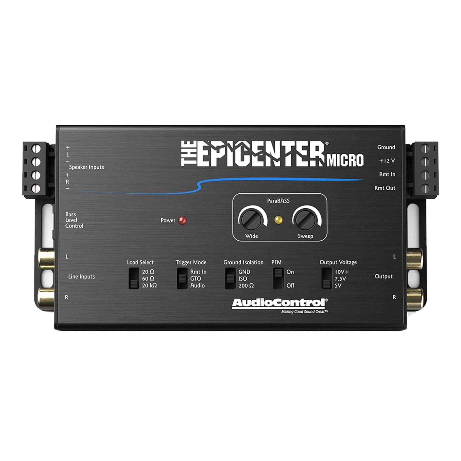 Audiocontrol The Epicenter Micro Bass Restoration Processor & Line Output Converter, Car Audio Compact Bass Booster W/Acr 4 Remote Control