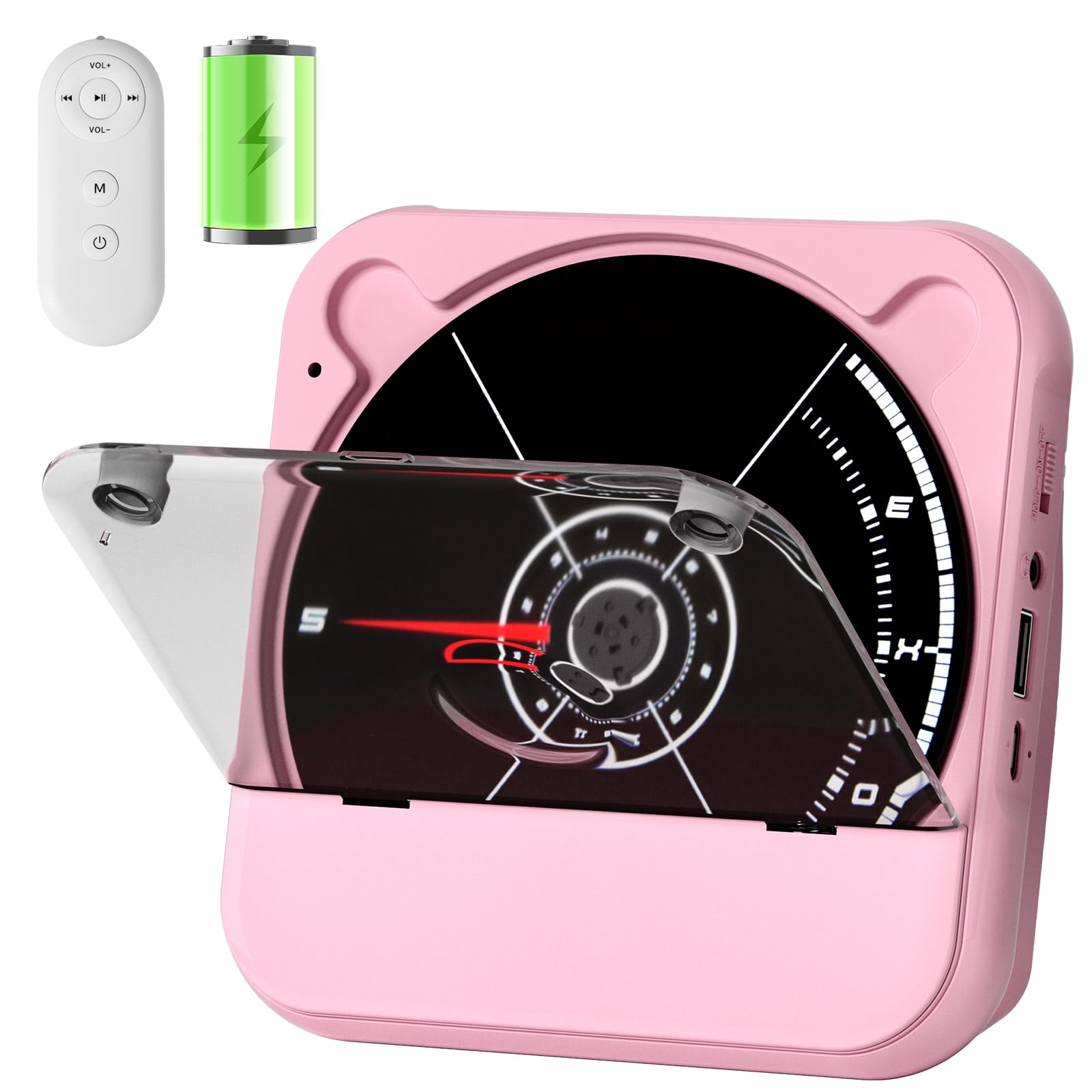 Portable CD Player with Bluetooth, Rechargeable Wireless Mini Desktop for Home with HiFi Speaker, Cute CD Player Remote Control,