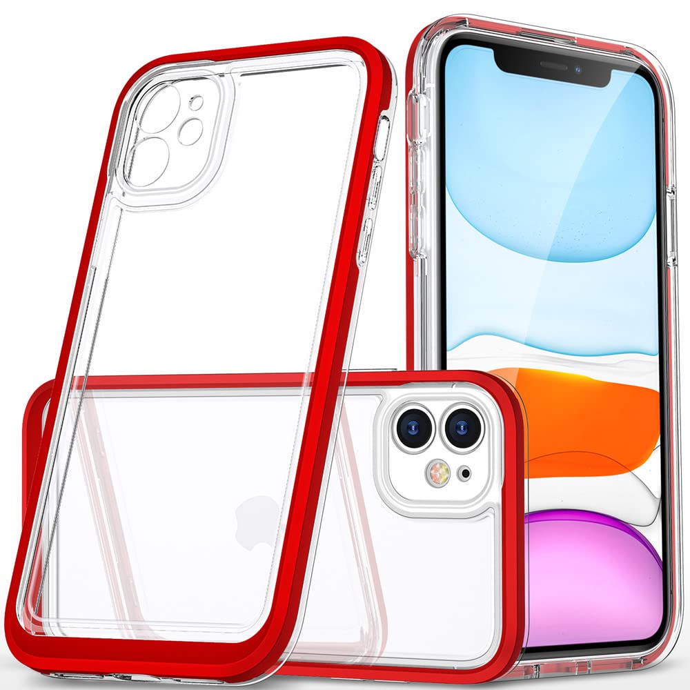 Storm Buy Case Compatible For [ Apple Iphone 11 ], [ Clear ] [ Red ] Women/Men Shockproof Heavy Duty Cute Protective Phone Cases