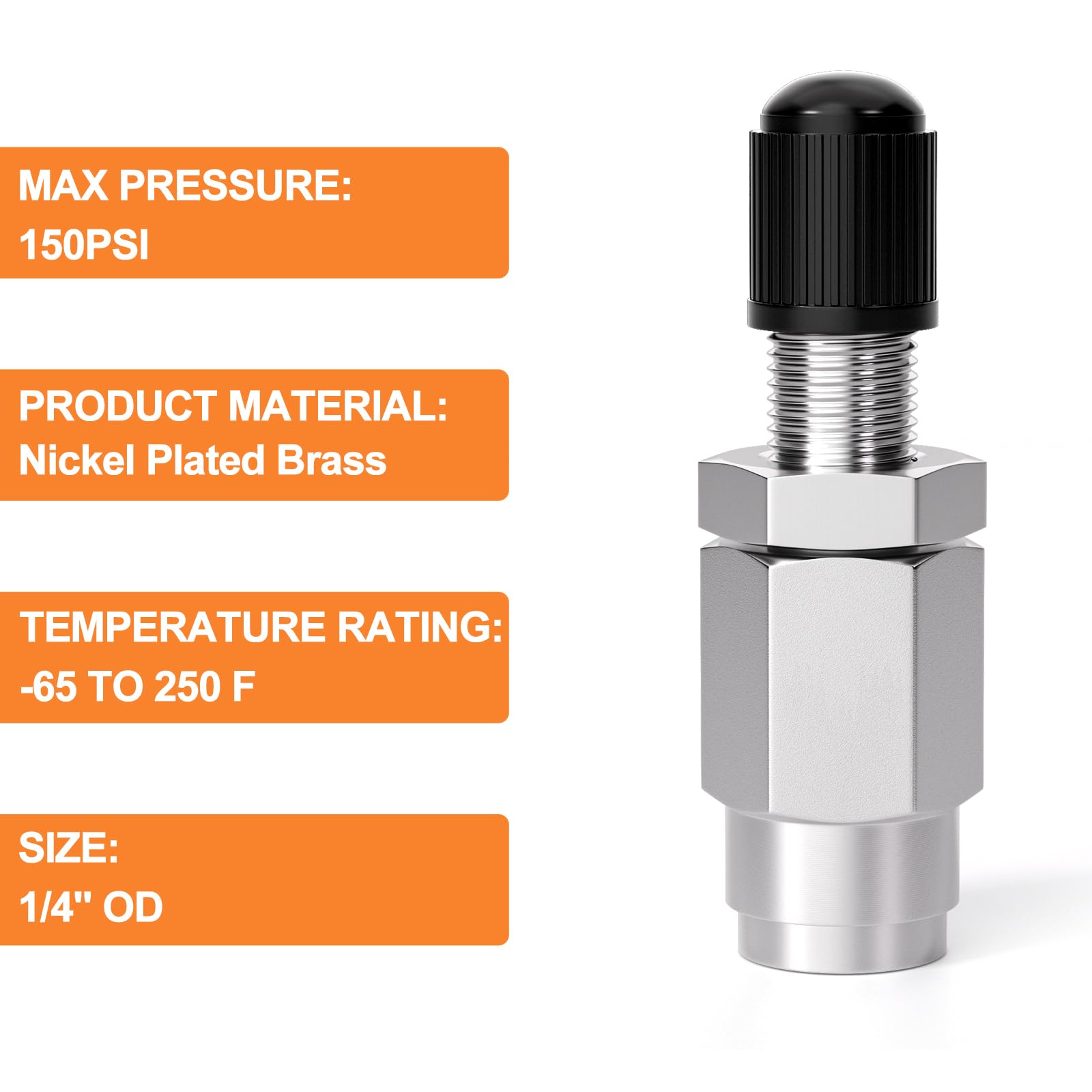 Gasher 10Pcs 1/4''''Od Nickel Plated Brass Air Inflation Schrader Valve With Push Connection, 1/4'''' Od Air Line Tubing, Air Li