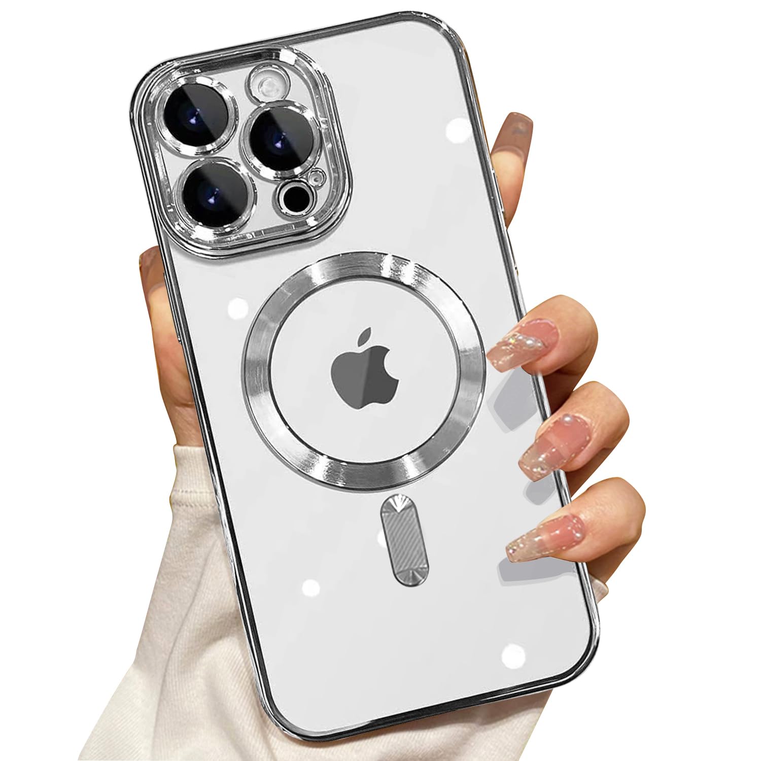 Misscase For Iphone 15 Pro Magsafe Case With Camera Lens Protector,Full Protection Clear Magnetic Case Compatible With Magsafe E