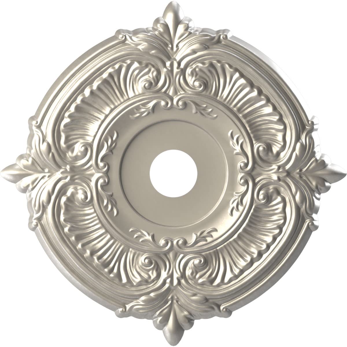 Ekena Millwork CMP22ATBAL Attica Thermoformed PVC Ceiling Medallion (Fits Canopies up to 7 3/4), 22OD x 3 1/2ID x 1P, Bright Coa
