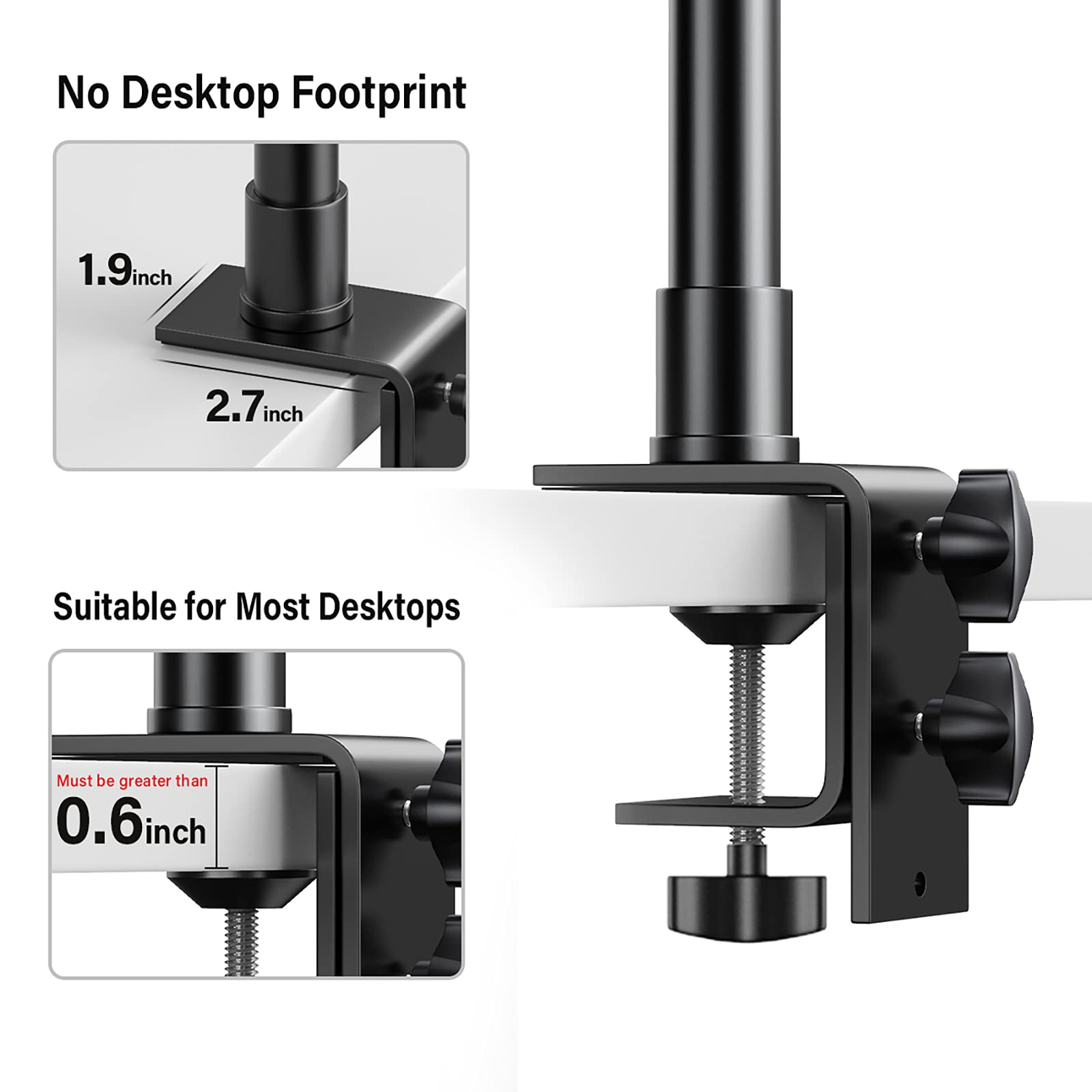 Dazzne 2 Pack Camera Desk Mount Stand With 1/4'' Ball Head And Cold Shoe Mount Adapter,12.9 22'' Tabletop Mounts Stand, Adjustab
