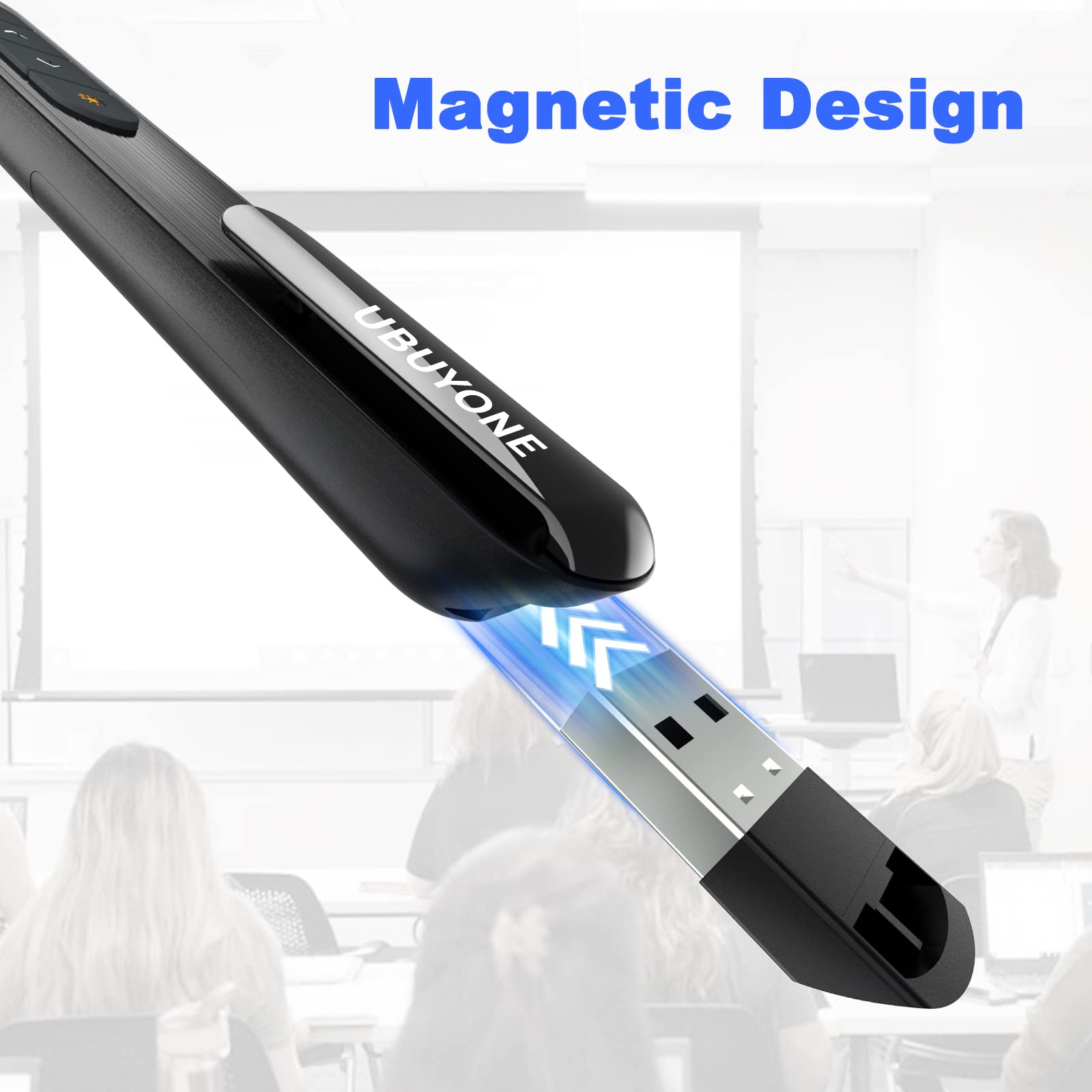 Ubuyone Wireless Presenter Remote Presentation Pointer Clicker With Hyperlink & Volume Control Usb Powerpoint Slide Advancer