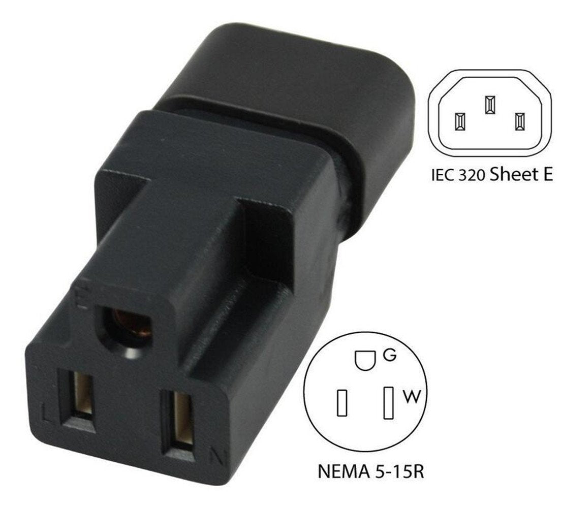 Toptekits Adapter Nema 5 15R To C14, Iec C14 Male To Nema 5 15R Power Converter Adaptor