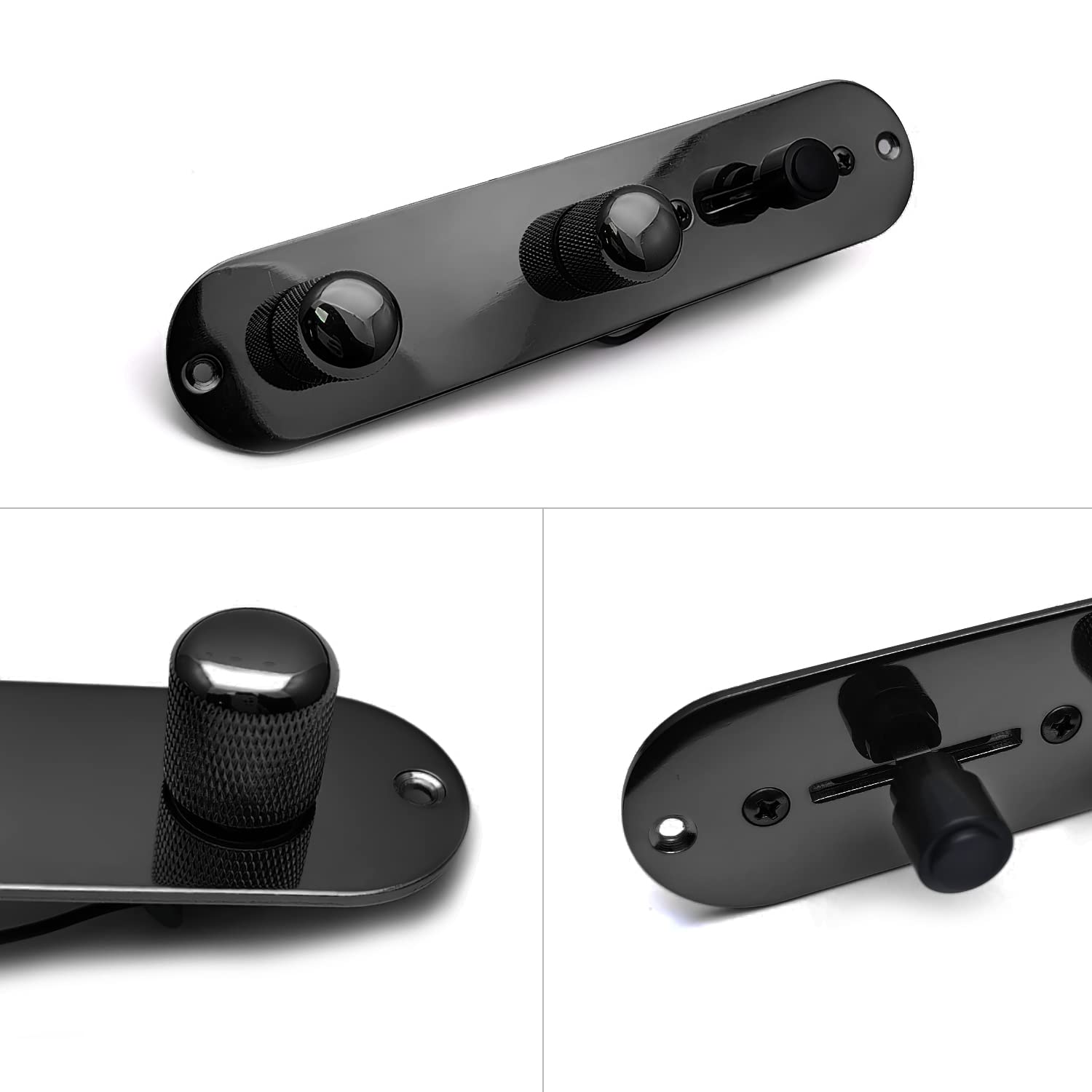 Saphue Guitar Control Plate Loaded Chrome/Nickel With 3 Way Switch 500K Tone And Volume Knob Prewired Screws Output Jack For Fen