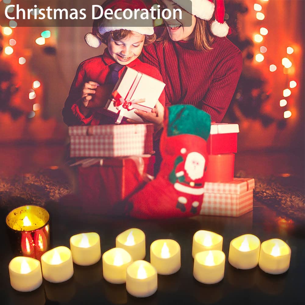 Anziner Flickering Flameless Led Tealight Candles With Timer, 6 Hours On And 18 Hours Off In 24 Hours Cycle Automatically Batter