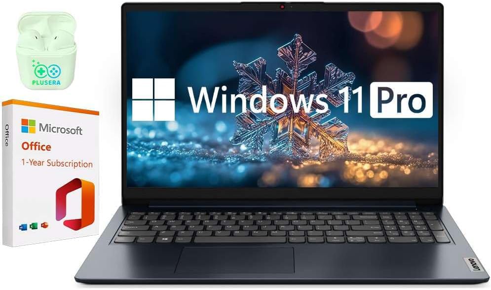 Lenovo IdeaPad 15.6 Laptop, 12GB RAM 640GB Storage (256GB SSD+128GB eMMC+256GB SD Card), Windows 11 Pro with 1-Year Microsoft Of