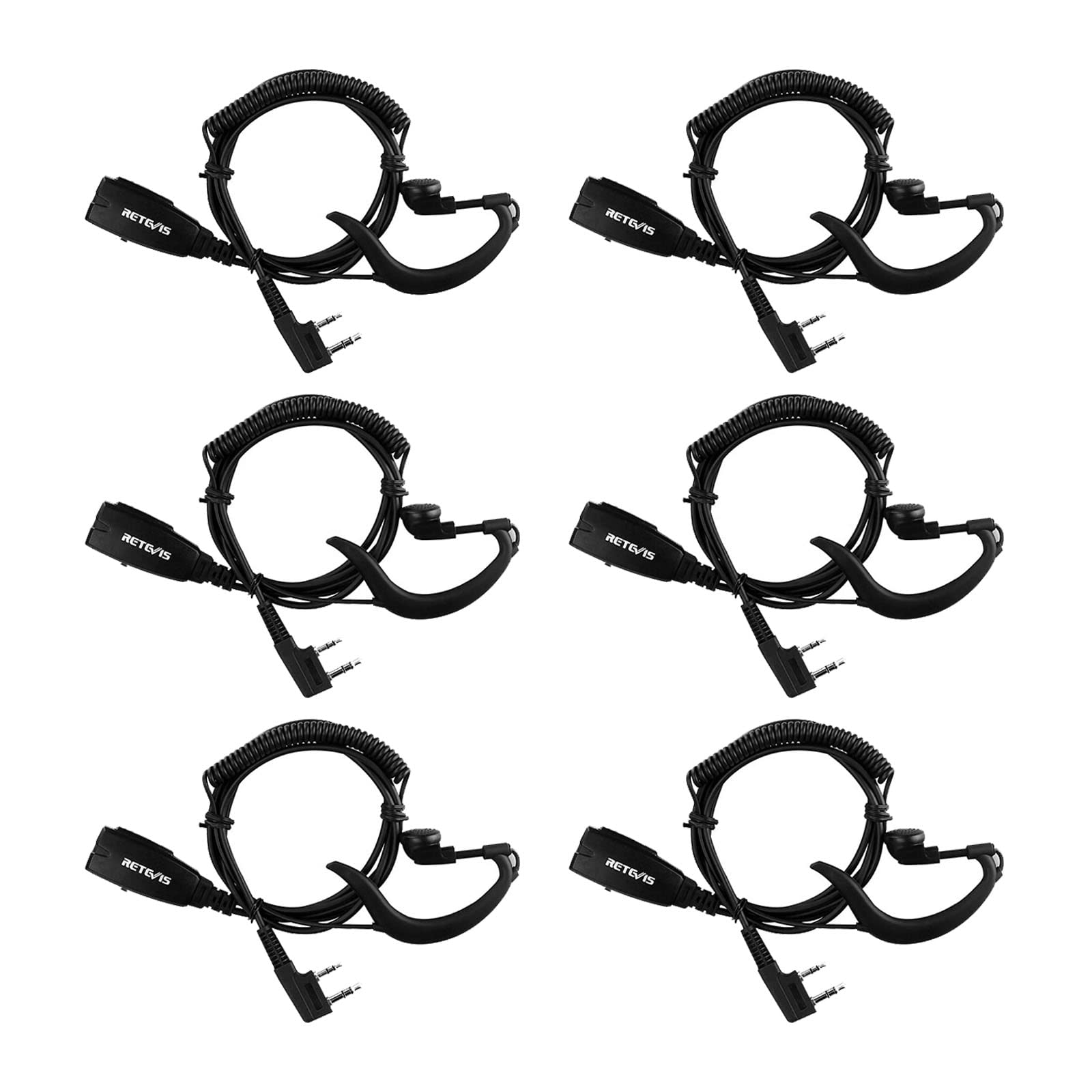 Retevis Walkie Talkie Earpiece With Mic, Vox, Coil, For Rt22 Rt68 Rt21 H 777 Rt27 Rt86, Compatible With Baofeng Uv 5R Arcshell Kenwood Pxton Samcom Two Way Radio, Hands Free Radio Earpiece(6 Pack)