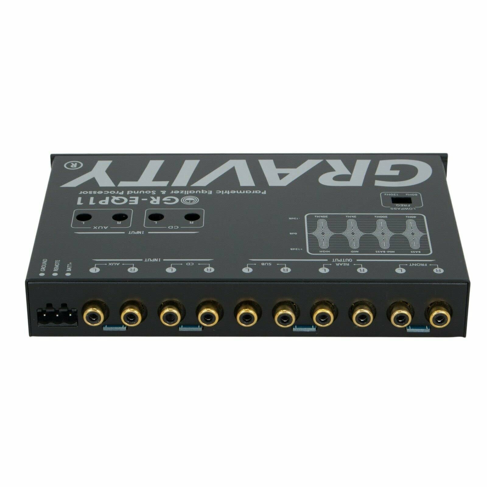 Gravity Gr Eqp11 Digital Bass Machine 1/2 Din 9V 4 Way Car Parametric Equalizer W/Front, Rear + Sub Output And Night Illumination