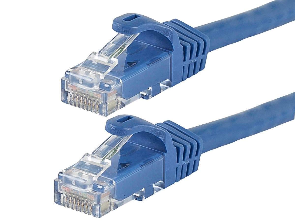 Monoprice Cat6 25Ft Blue Patch Cable Utp 24Awg 550Mhz Pure Bare Copper Snagless Rj45 Flexboot Series Ethernet Cable