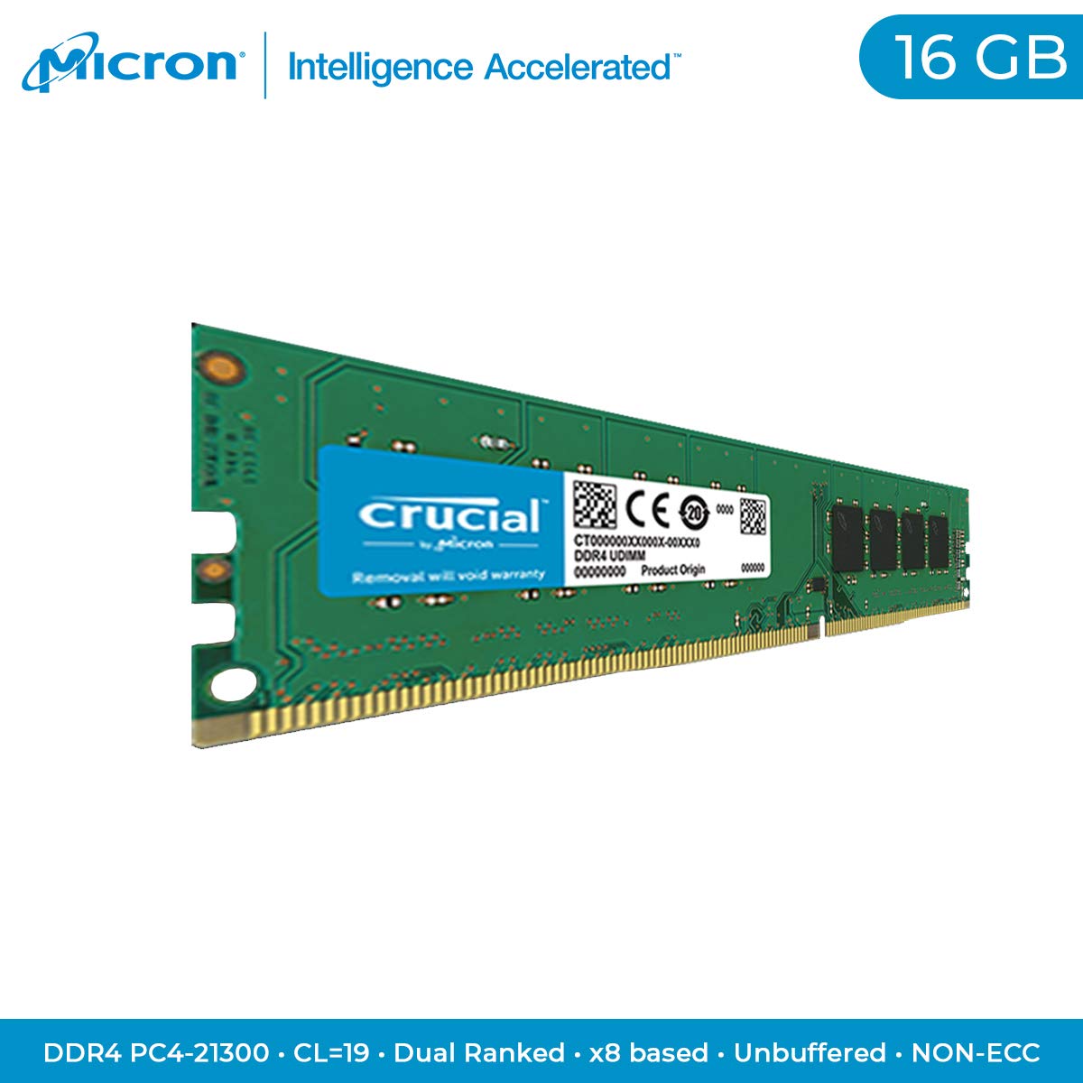 Crucial 16Gb Single Ddr4 2666 Mt/S (Pc4 21300) Dr X8 Dimm 288 Pin Memory   Ct16G4Dfd8266