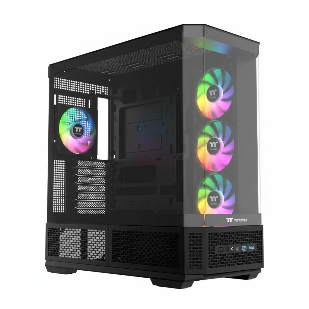 Thermaltake View 370 TG ARGB Mid Tower; 1x360mm & 1x120 ARGB PWM Fans Included; 360mm Rad Support; 420mm GPU Clearance; Hidden C