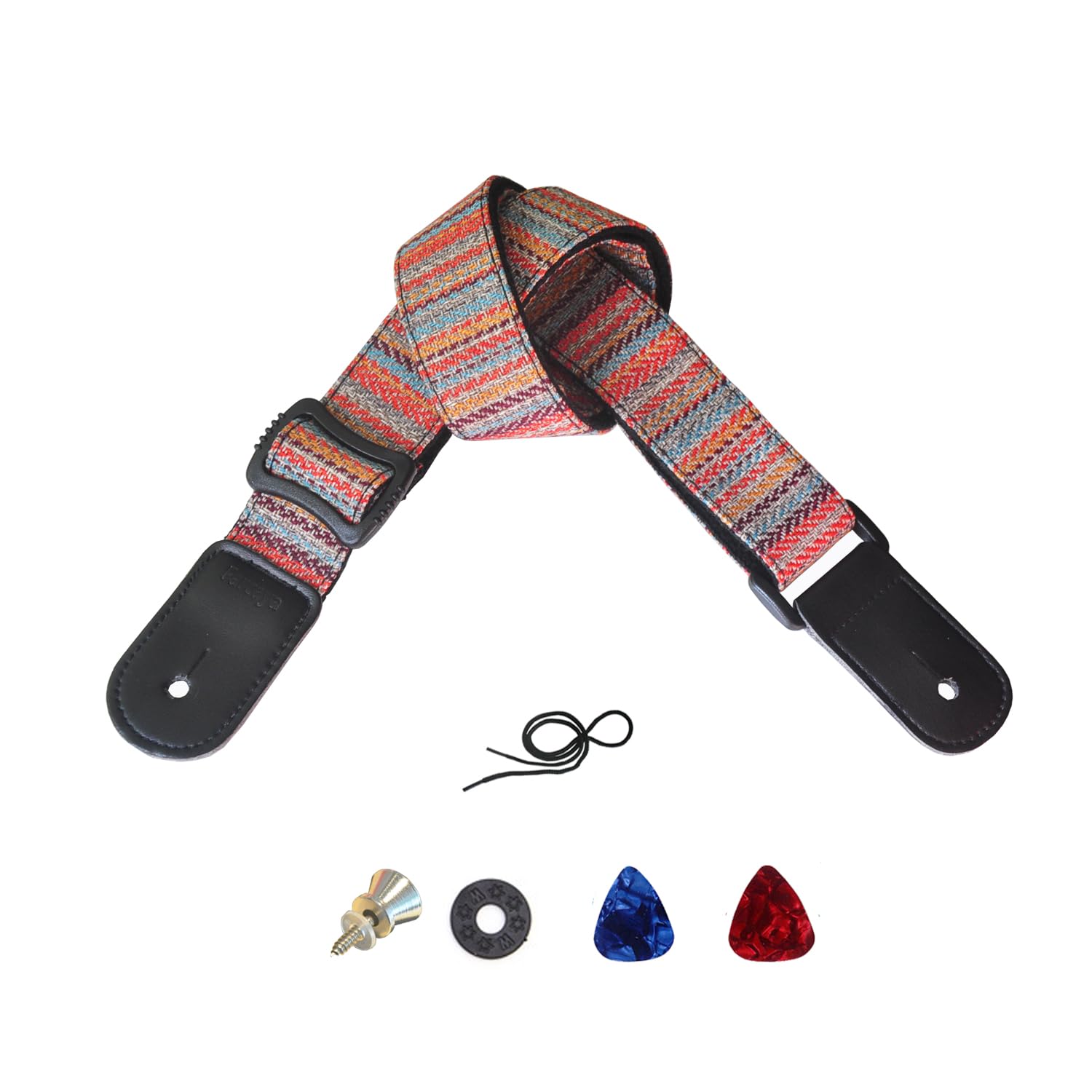 Farcaya Ukulele Strap For Soprano Concert Tenor Baritone Uke Mandolin Banjo Cotton Soft Country Style With Picks Lock Button End