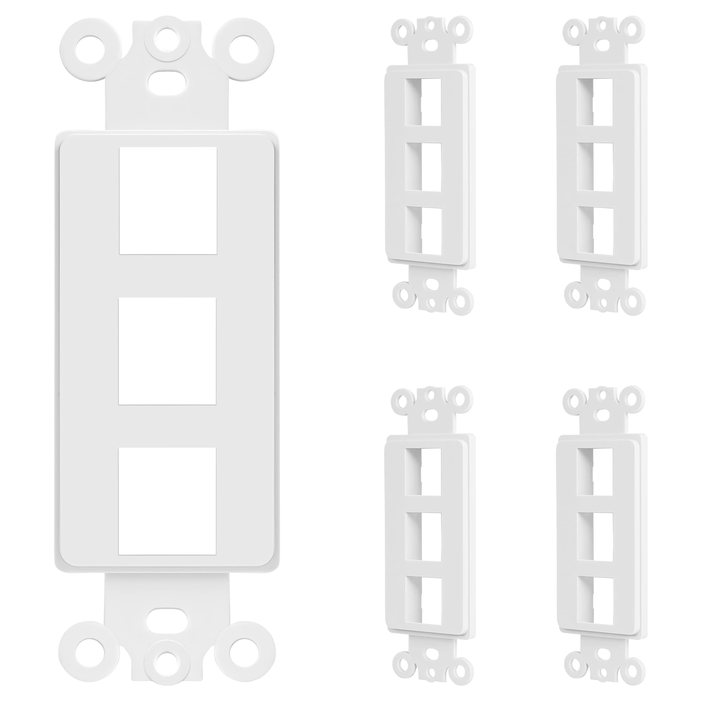 Enerlites 3 Port Keystone Rj45 Wall Plate Adapter, Multimedia Insert For Decorator Wall Plate, Cat7 Cat6 Cat5 Compatible, For Vo
