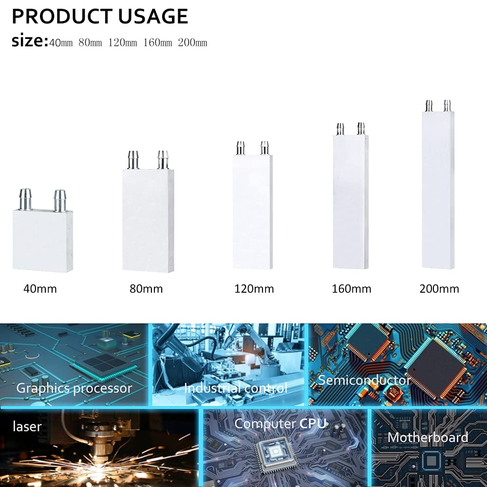 Clyxgs Aluminum Water Cooling Block,Liquid Cold Water Plate Heat Sink Water Cooled Exchanger Head Semiconductor Refrigeration Sheet Cpu Graphics Radiator Heatsink Endothermic Head(40 X 120 X 12Mm)2Pcs