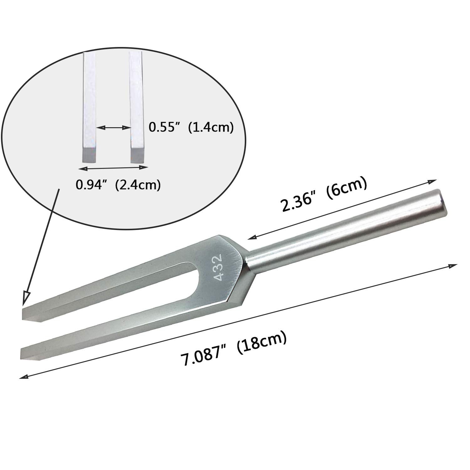 432 Hz Aluminum Alloy Tuning Fork, With Wooden Hammer And Cleaning Cloth For Tune Violin Piano, Guitar, Perfect Healing, Balanci