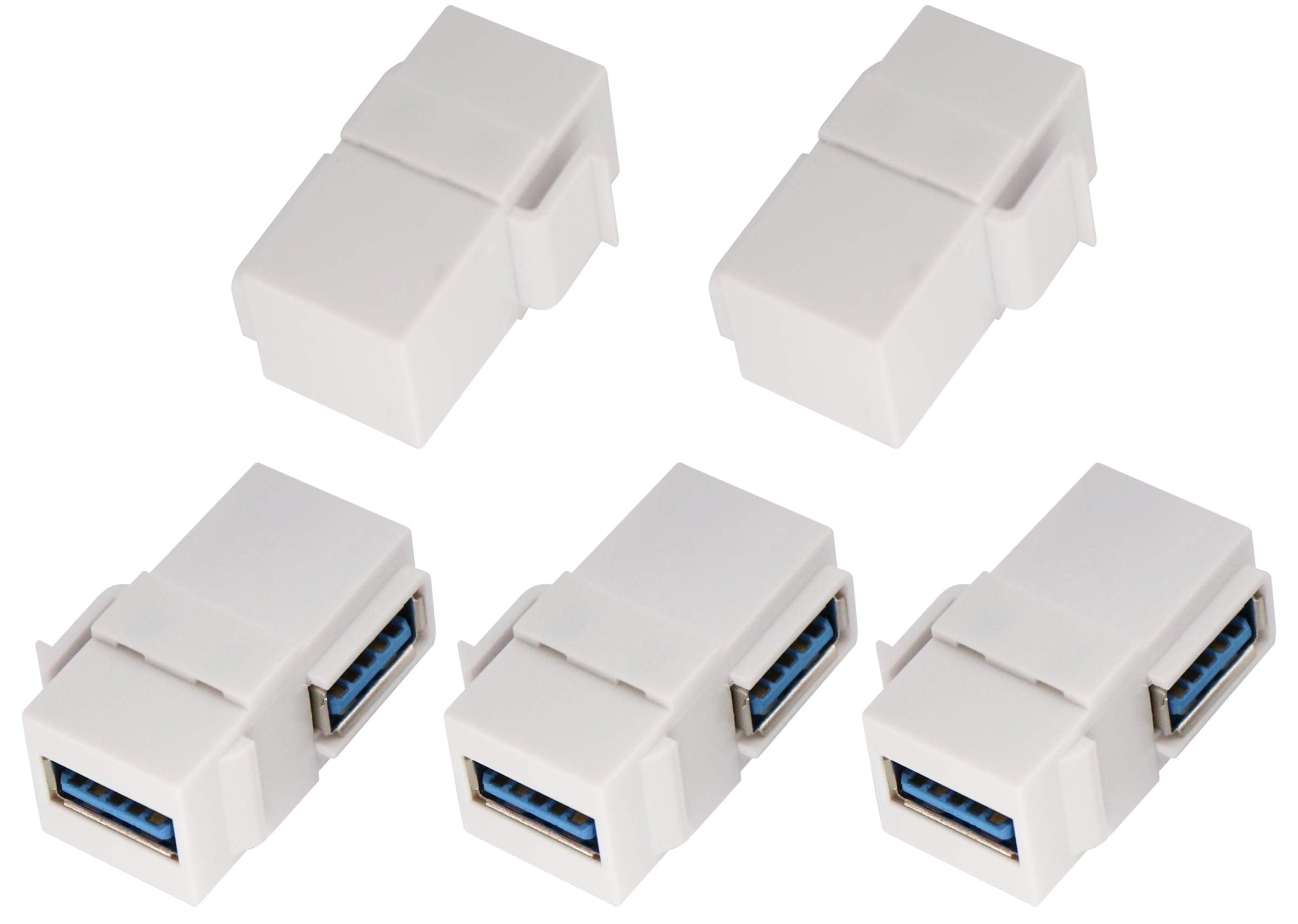 AAOTOKK Right Angle USB 3.0 Keystone Coupler 90 Degree USB 3.0 A Female to Female Keystone Jack Insert Socket Coupler Adapter fo