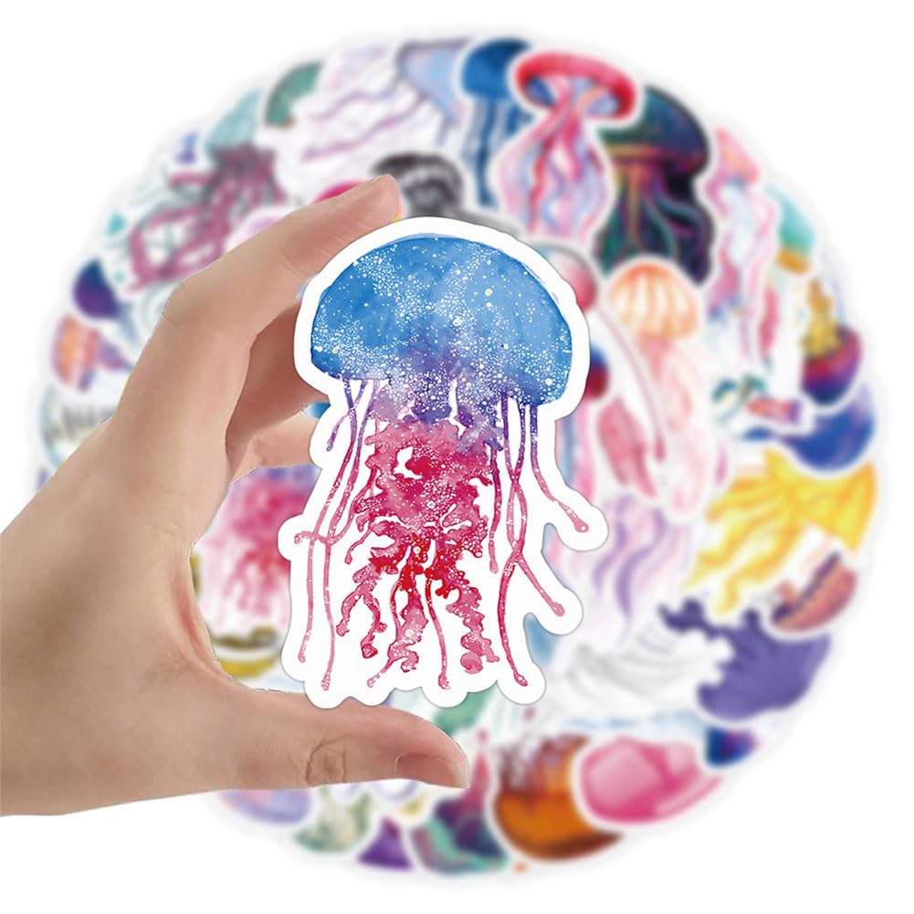 Jellyfish Stickers |50Pcs Jellyfish Waterproof Vinyl Decals For Water Bottles Laptop Luggage Cup Computer Mobile Phone Skateboar