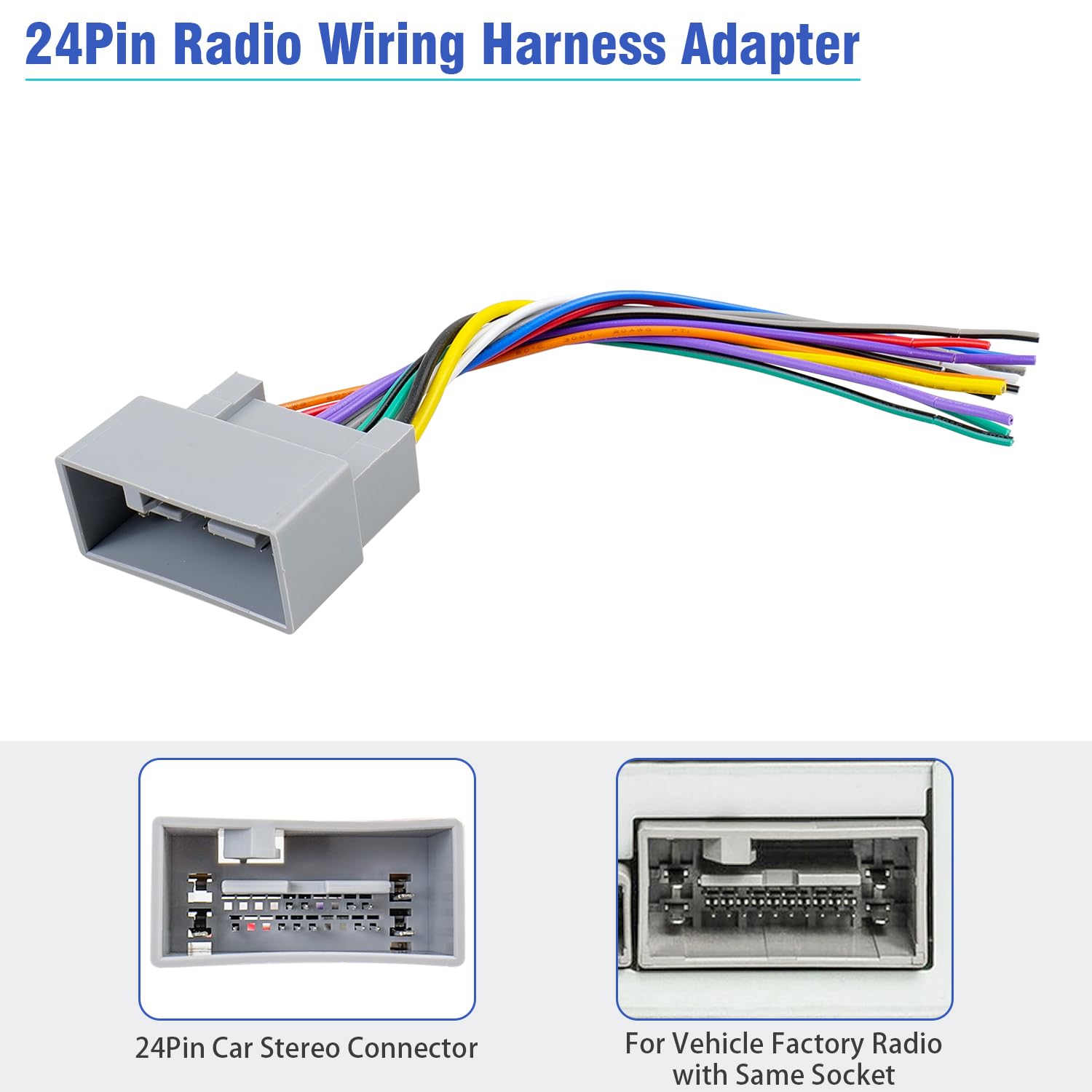 Jayubien 24Pin Radio Stereo Wiring Harness Compatible With 2010 2015 Honda Accord Odyssey Civic Pilot Crv Pilot, Fit For 2009 20