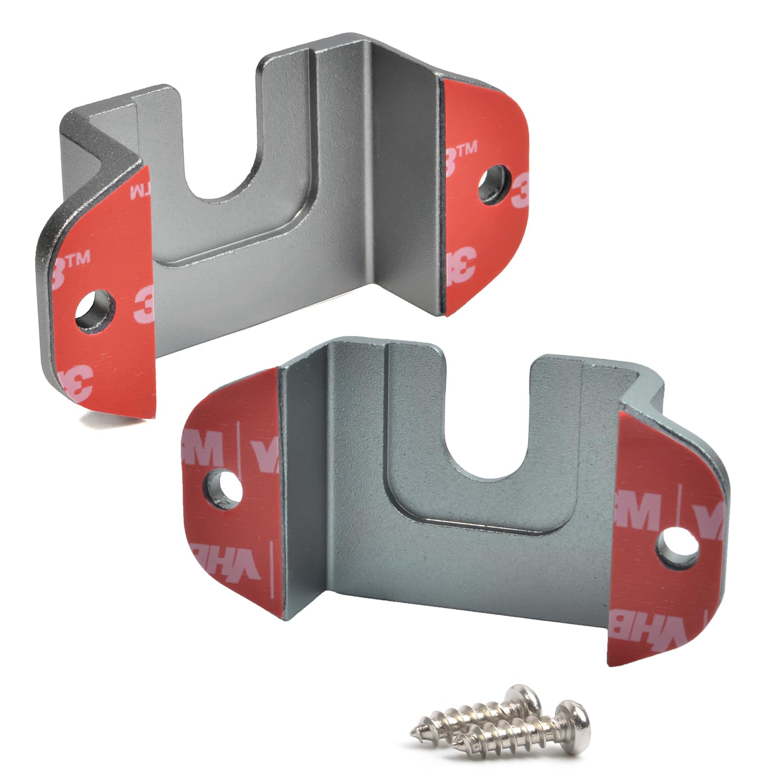 Hys Aluminium Alloy Car Mount For Handheld Radio With Belt Clip Hanger, Remote Speaker Mic/Ham Cb Radio W/Round Knob For Walkie Talkie/Scanner/Vhf Marine Radio/Shoulder Speaker Mic (Gray 4Pcs)