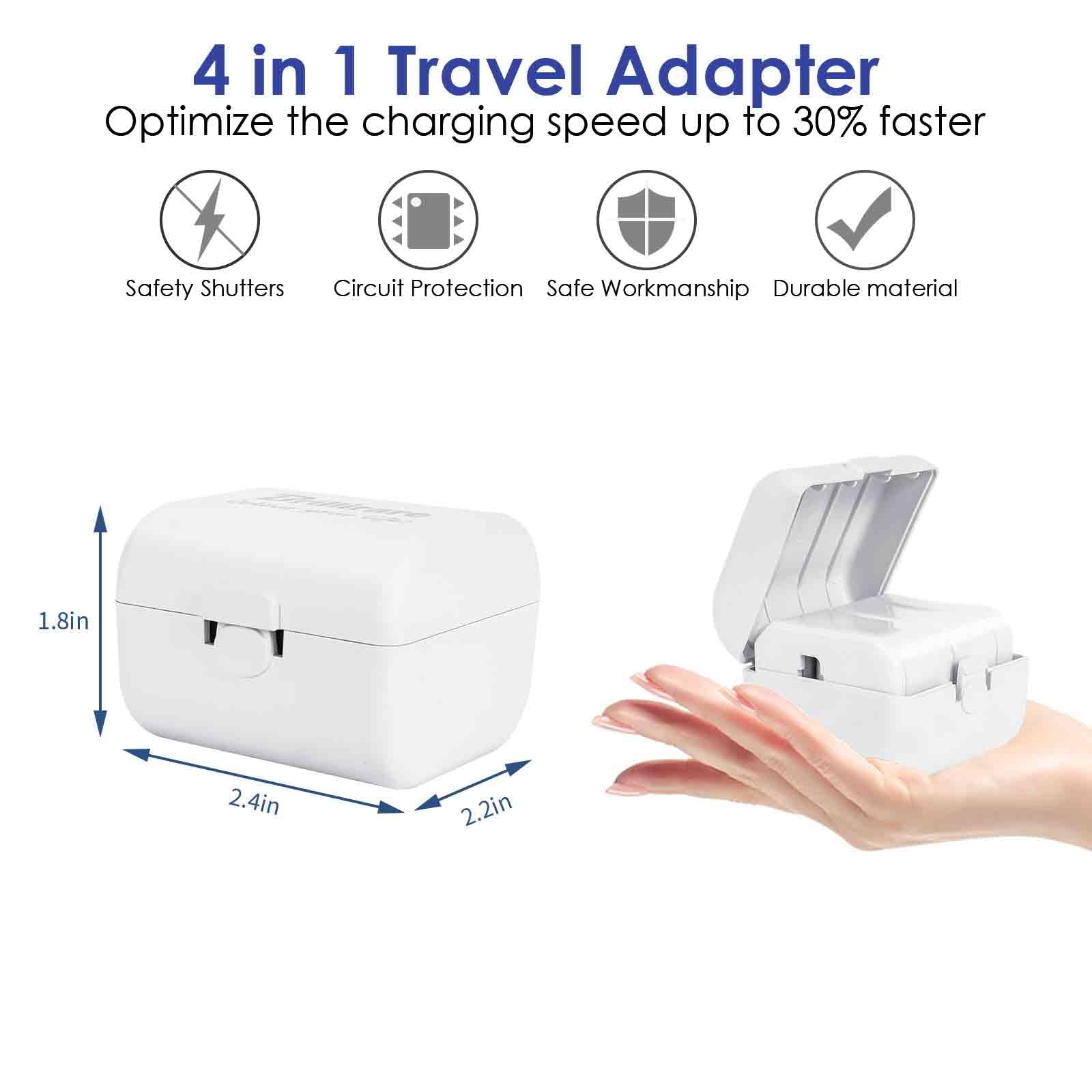 Brillirare 2 Pack Travel Plug Adapter International, Universal Power Adapter Worldwide, All In One Travel Essentials Perfect For