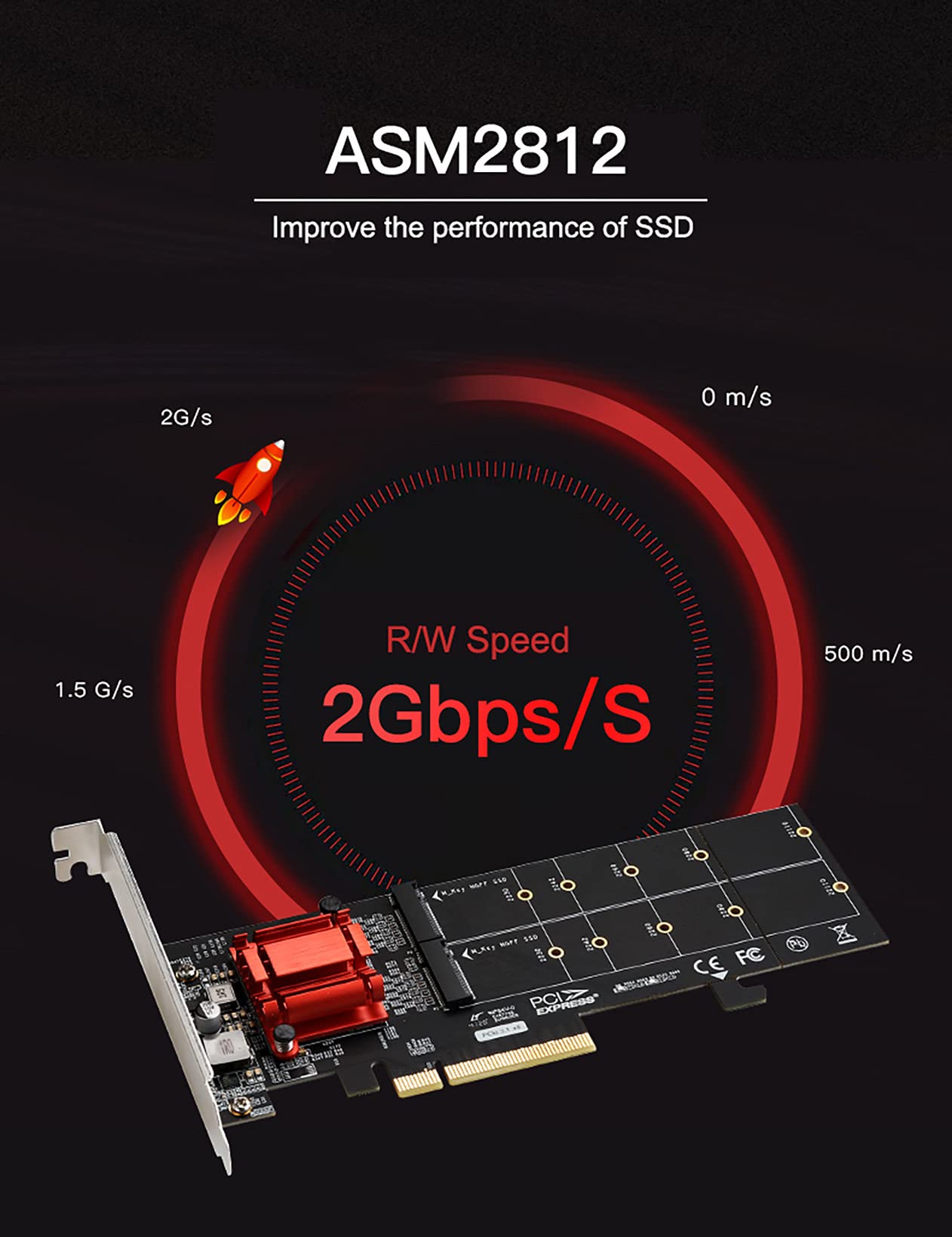 M.2 Nvme Pcie Adapter, M.2 Nvme Ngff Ssd To Pci E 3.1 Gen3 X8 X16 Card With Low Profile Bracket Support M.2 (M Key) Nvme Ssd 221