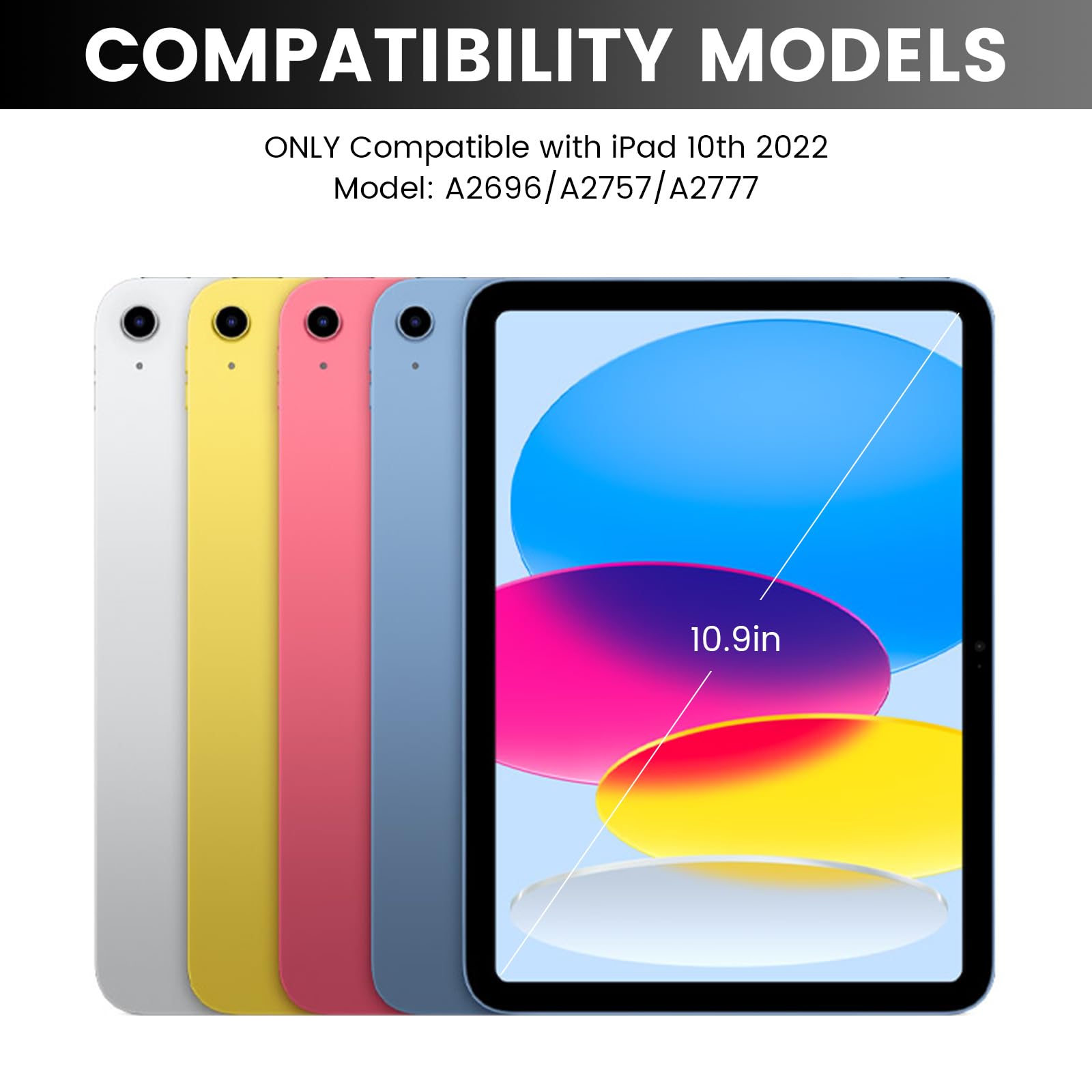 Lama Wireless Keyboard Case With Mouse For Ipad 10Th Generation 10.9'' 2022 (A2696/A2757/A2777),Slim Detachable Keyboard Case Wi