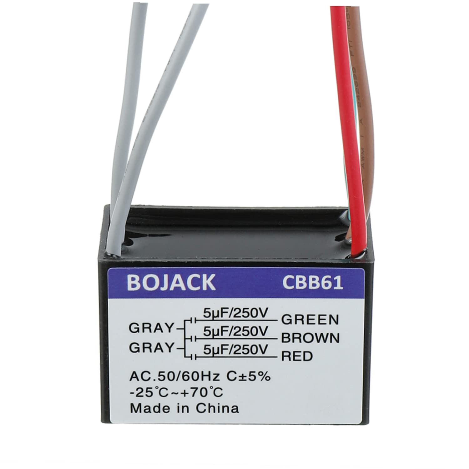 Bojack Cbb61 5Uf+5Uf+5Uf 250V Ac Ceiling Fan Starting Capacitor For Compatible With Harbor Breeze & New Tech 5 Wire(Pack Of 1 Pc